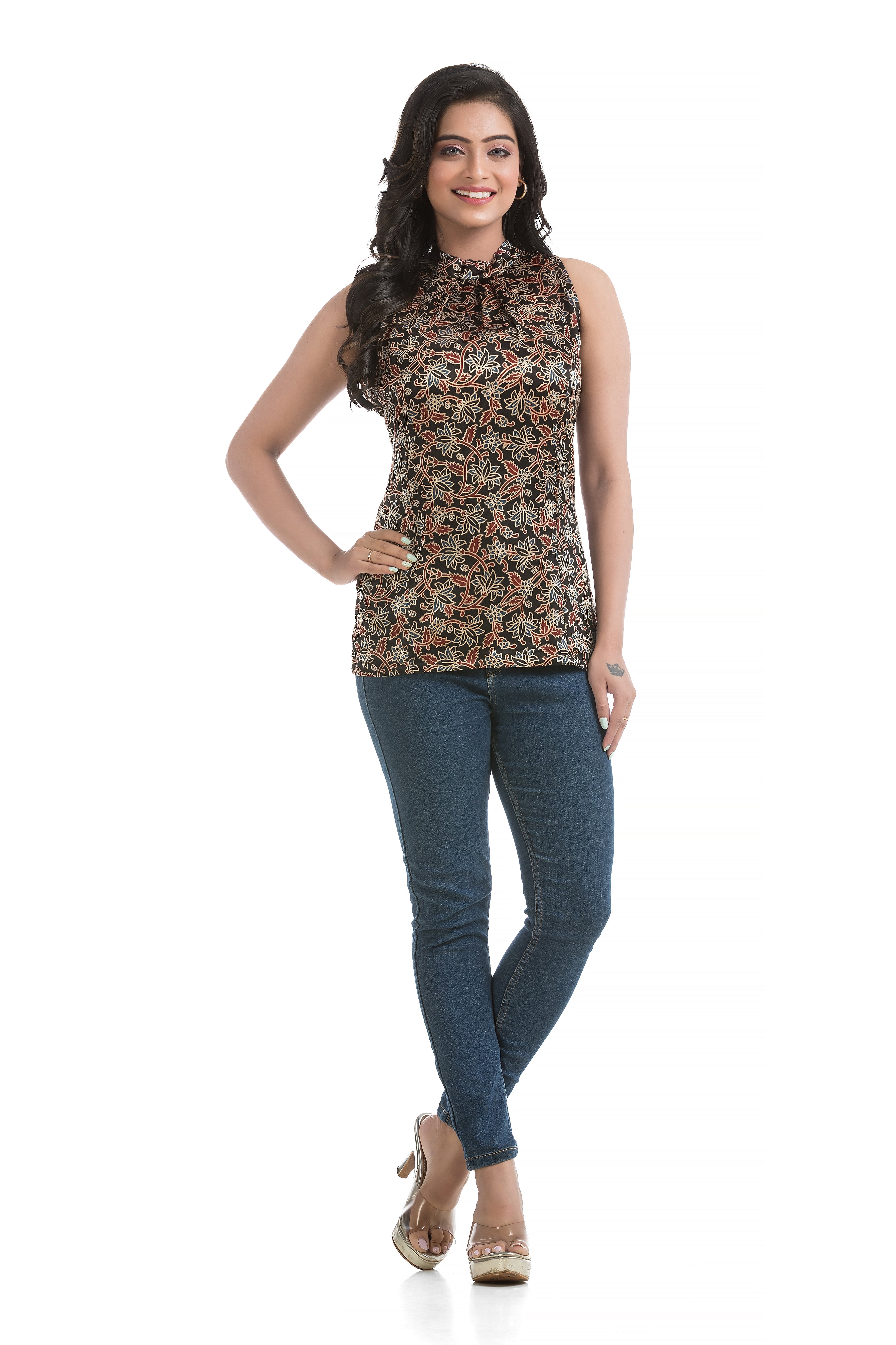 Black Mashru Silk Top