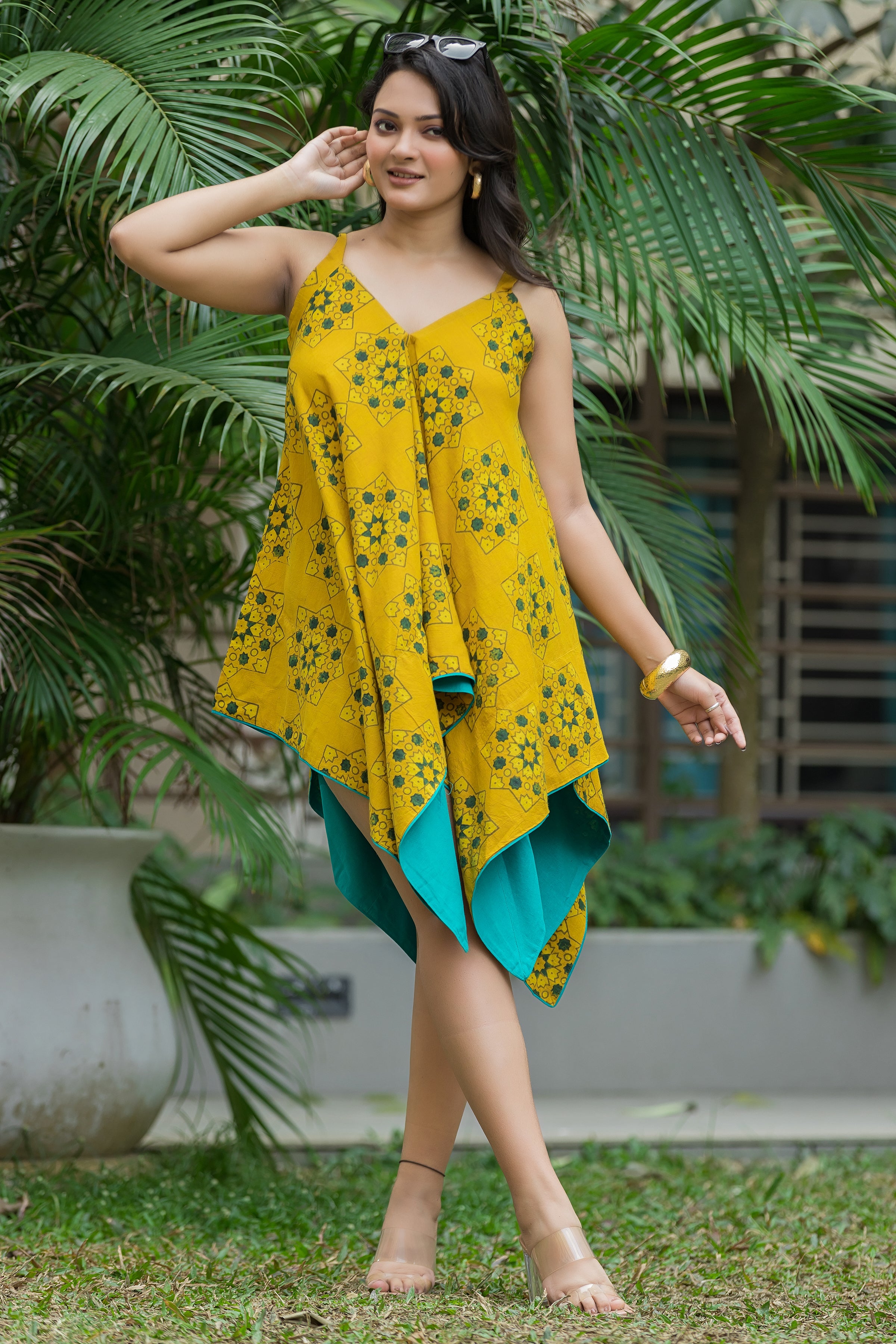 Women's Cotton Kite shape Yellow Dress