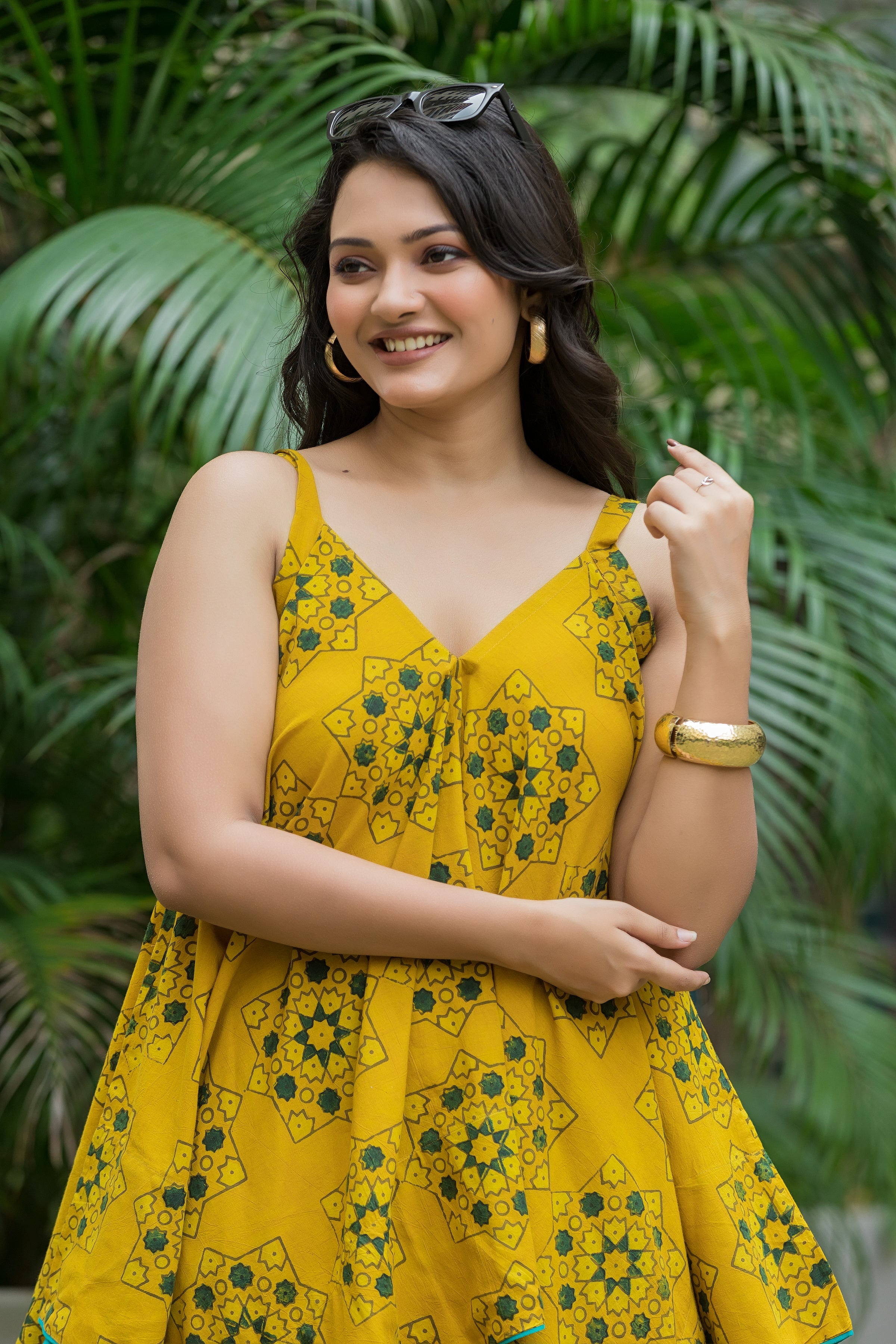 Women's Cotton Kite shape Yellow Dress