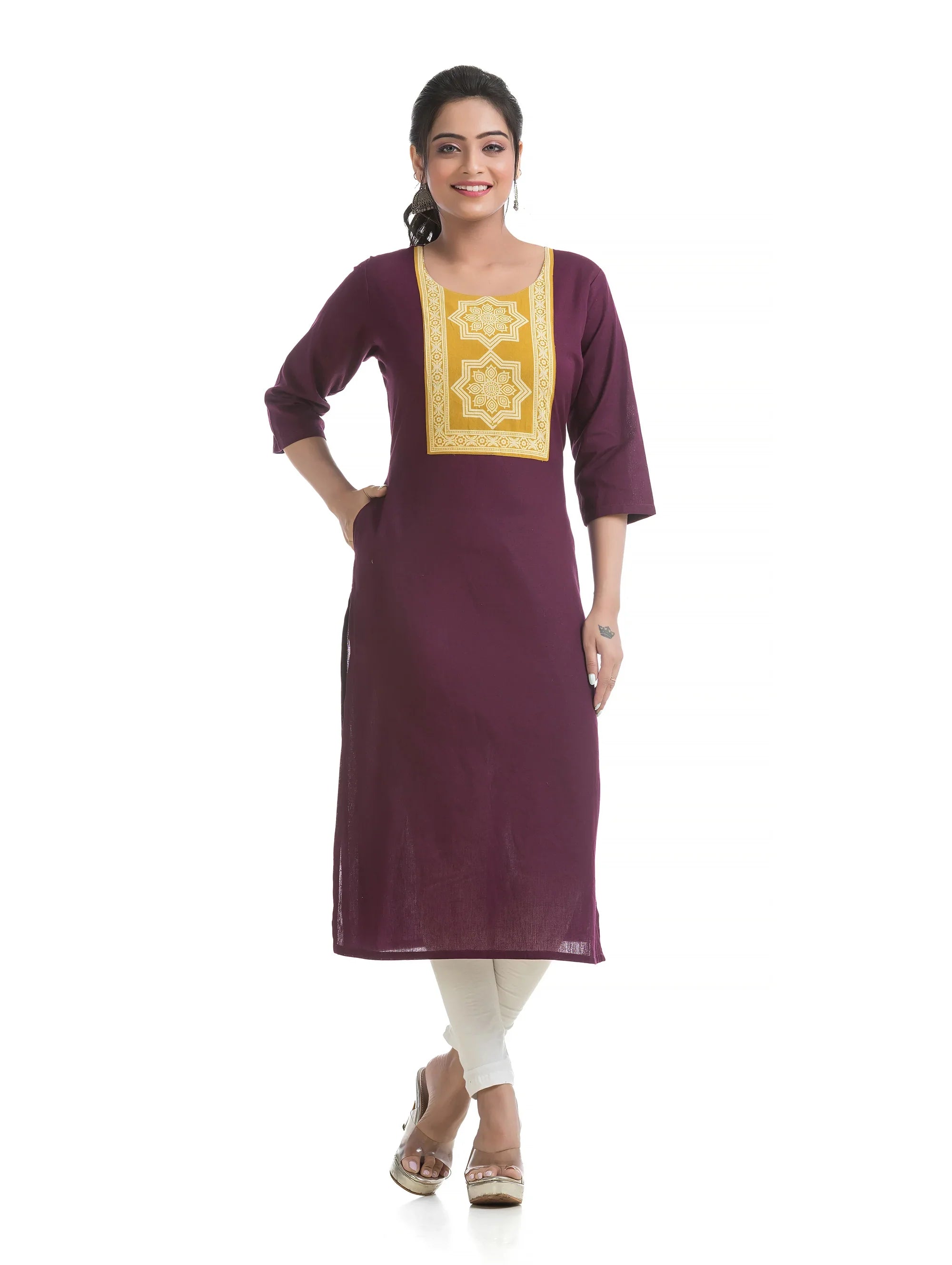 Ajrakh Patch Purple Straight Kurti