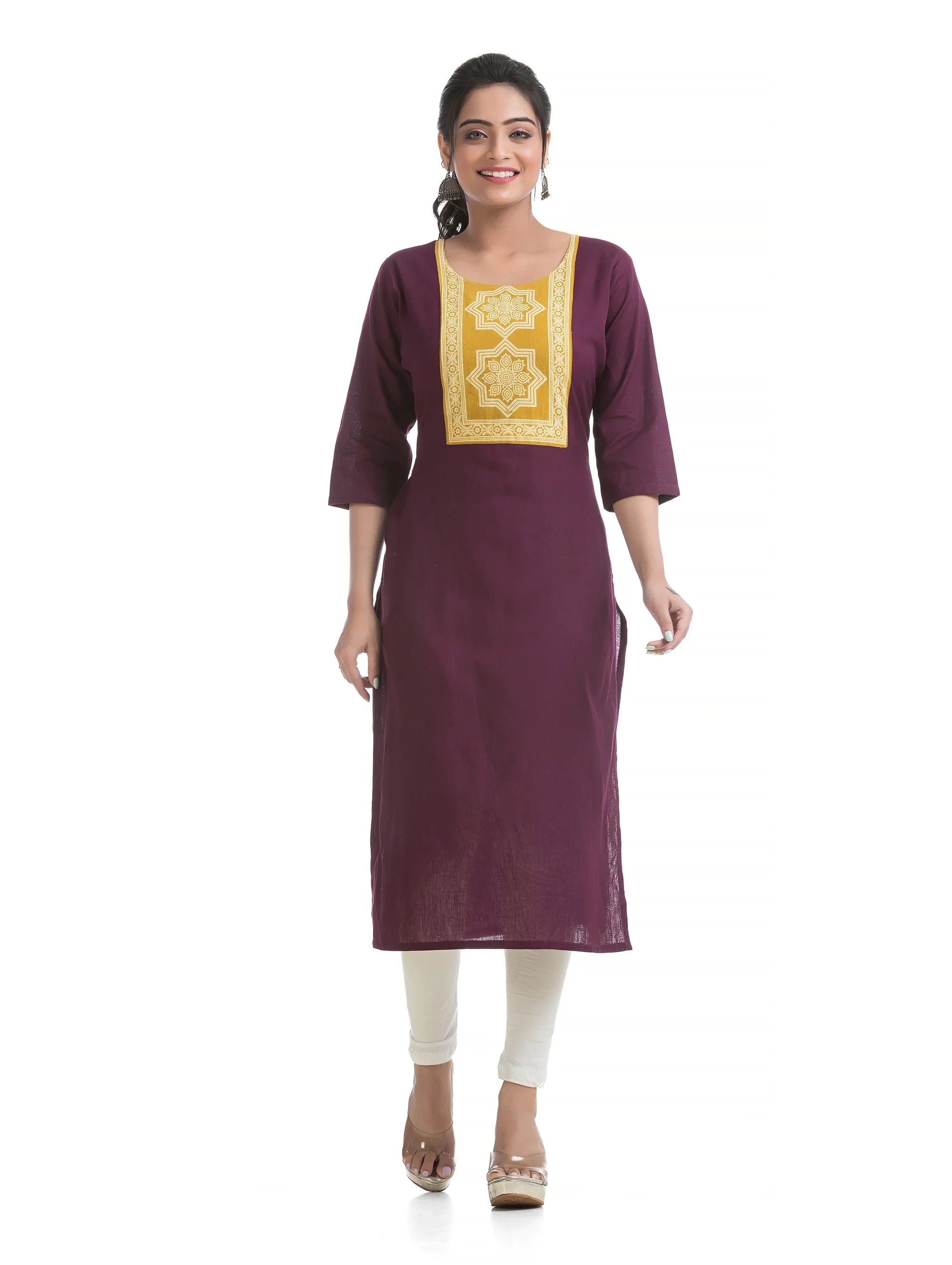 Ajrakh Patch Purple Straight Kurti