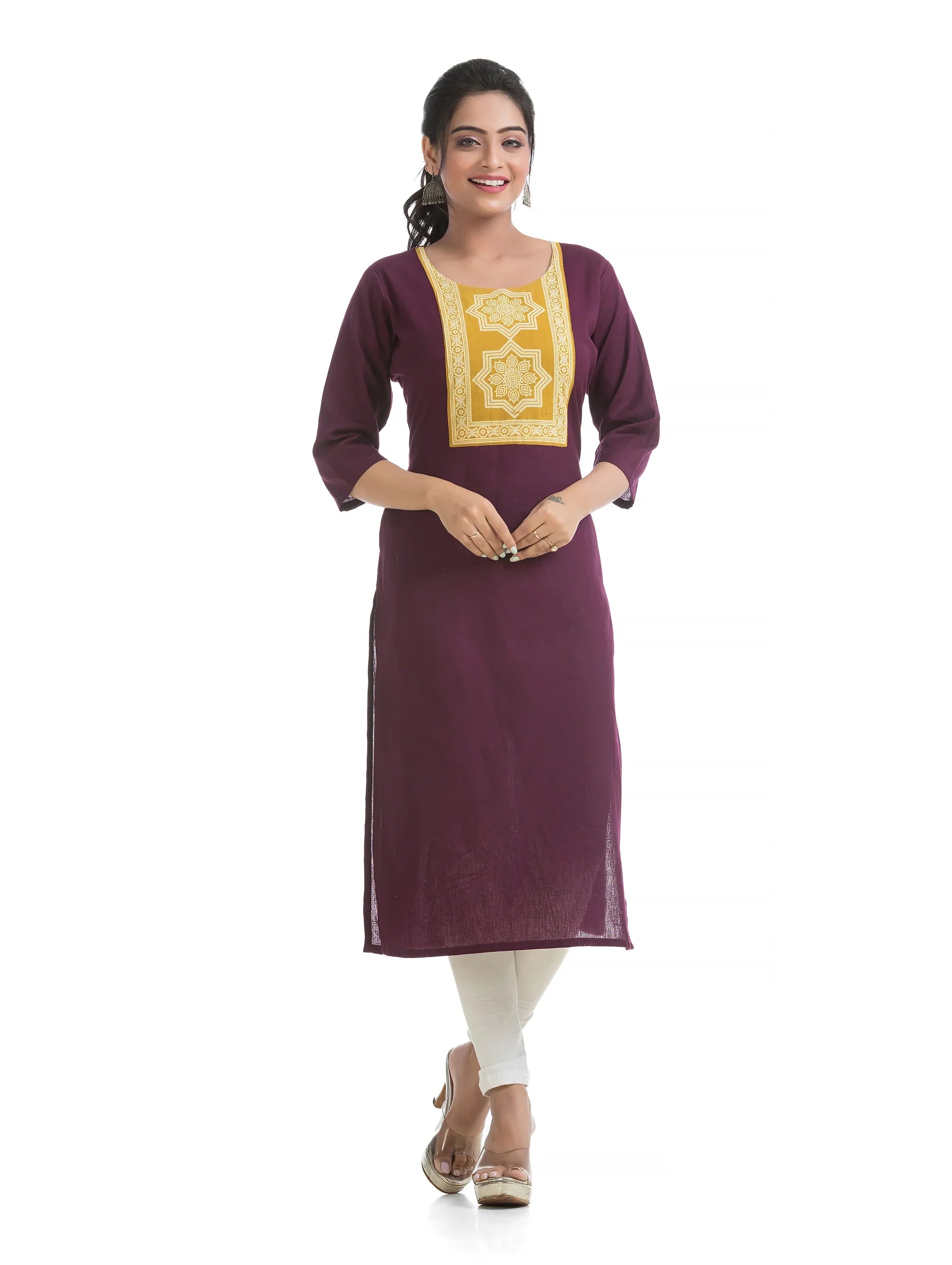Ajrakh Patch Purple Straight Kurti
