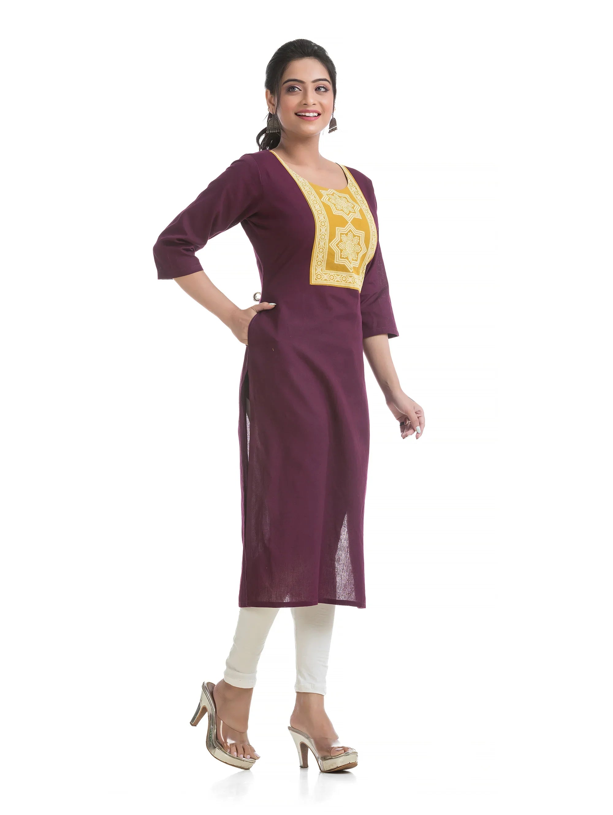 Ajrakh Patch Purple Straight Kurti