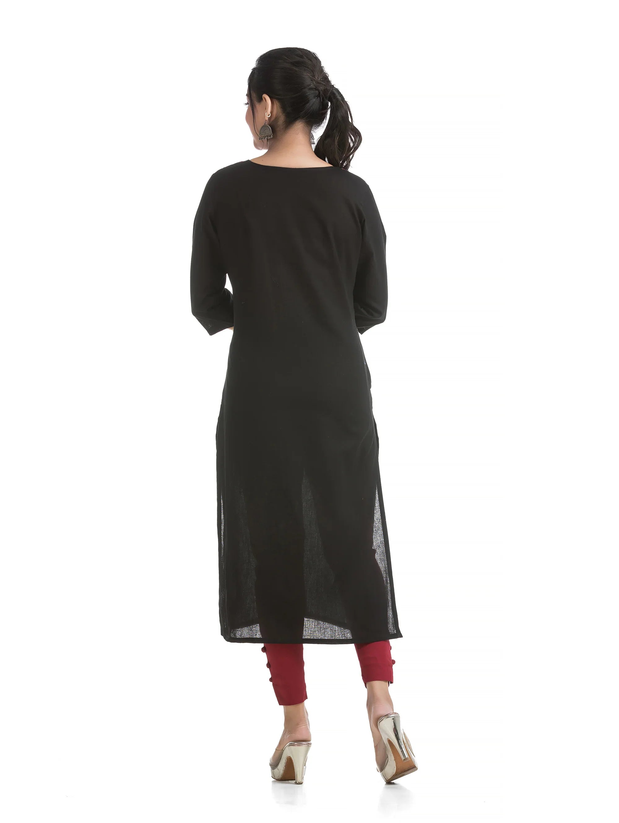 Ajrakh Hand Block Yoke Patchwork in Black Kurti