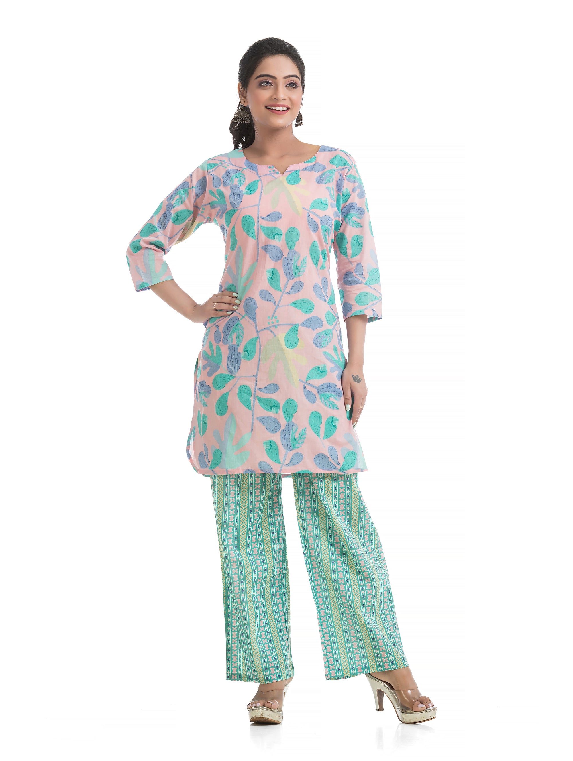 Pink & Sea Green Co-Ord Set