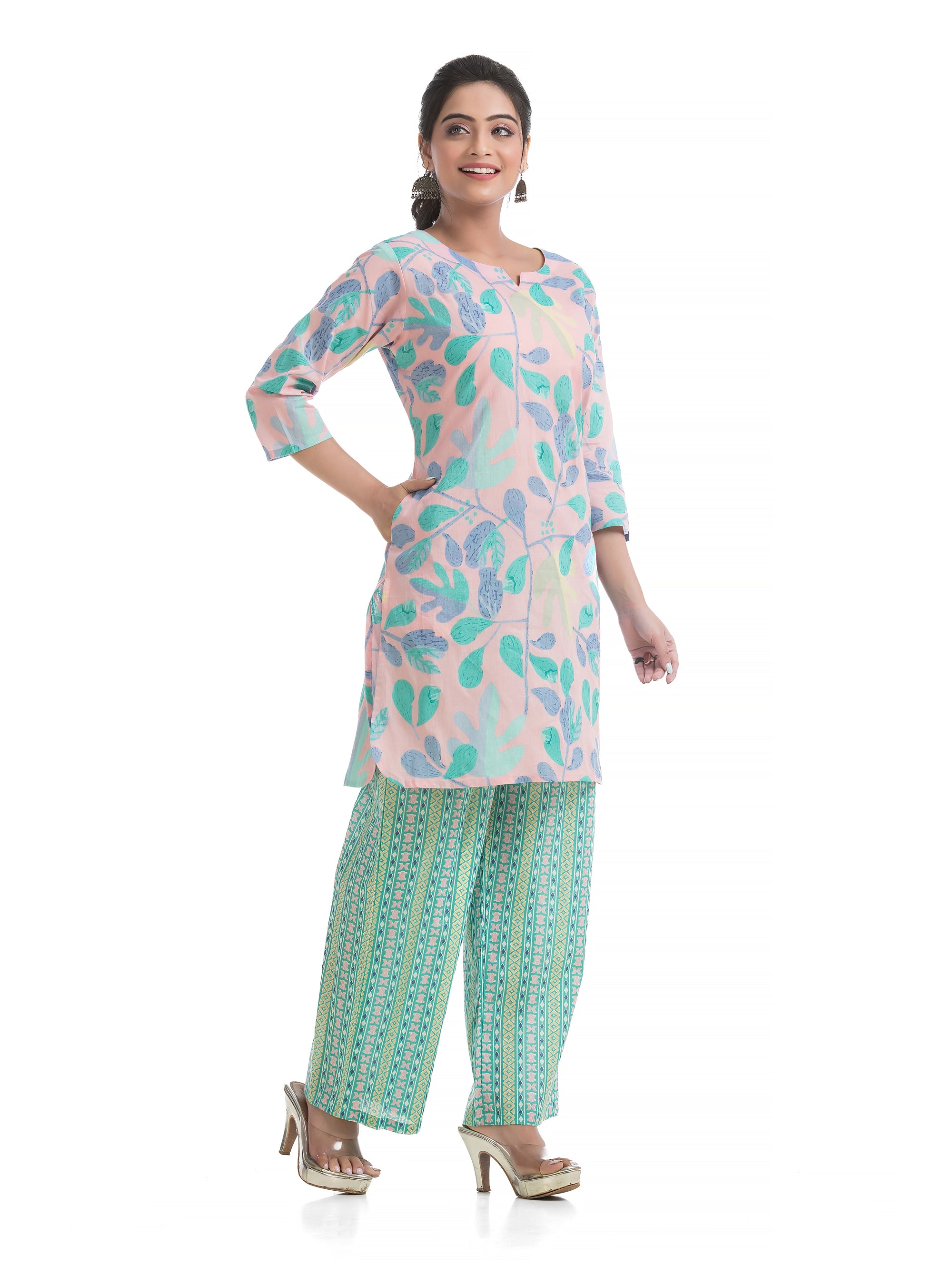 Pink & Sea Green Co-Ord Set