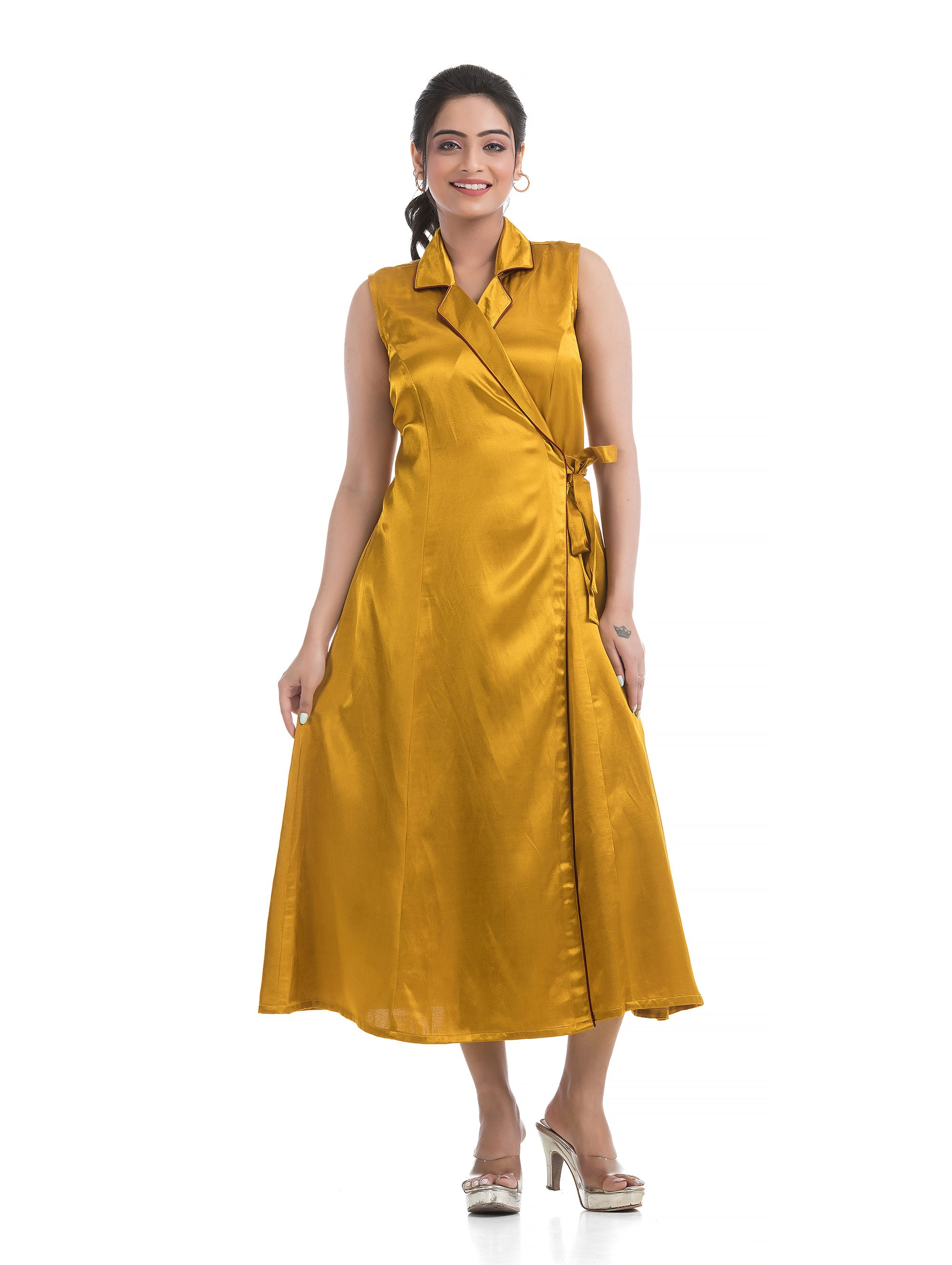 Golden Yellow Body Wrapper Dress in Silk