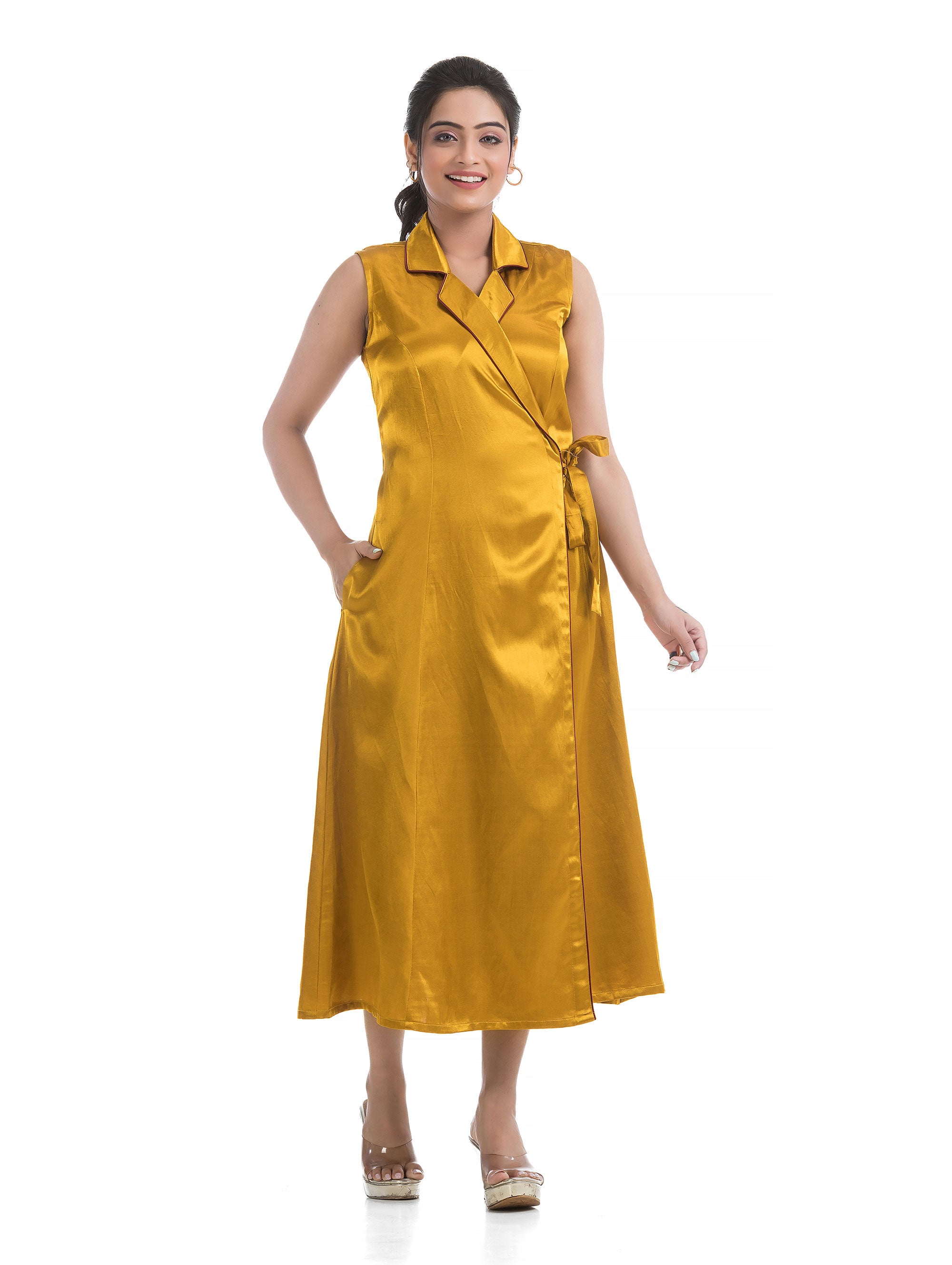 Golden Yellow Body Wrapper Dress in Silk
