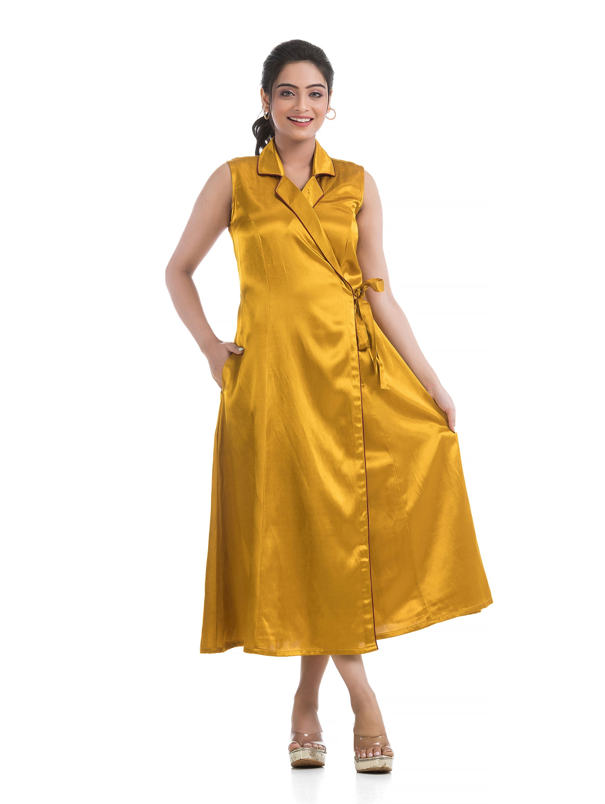 Golden Yellow Body Wrapper Dress in Silk