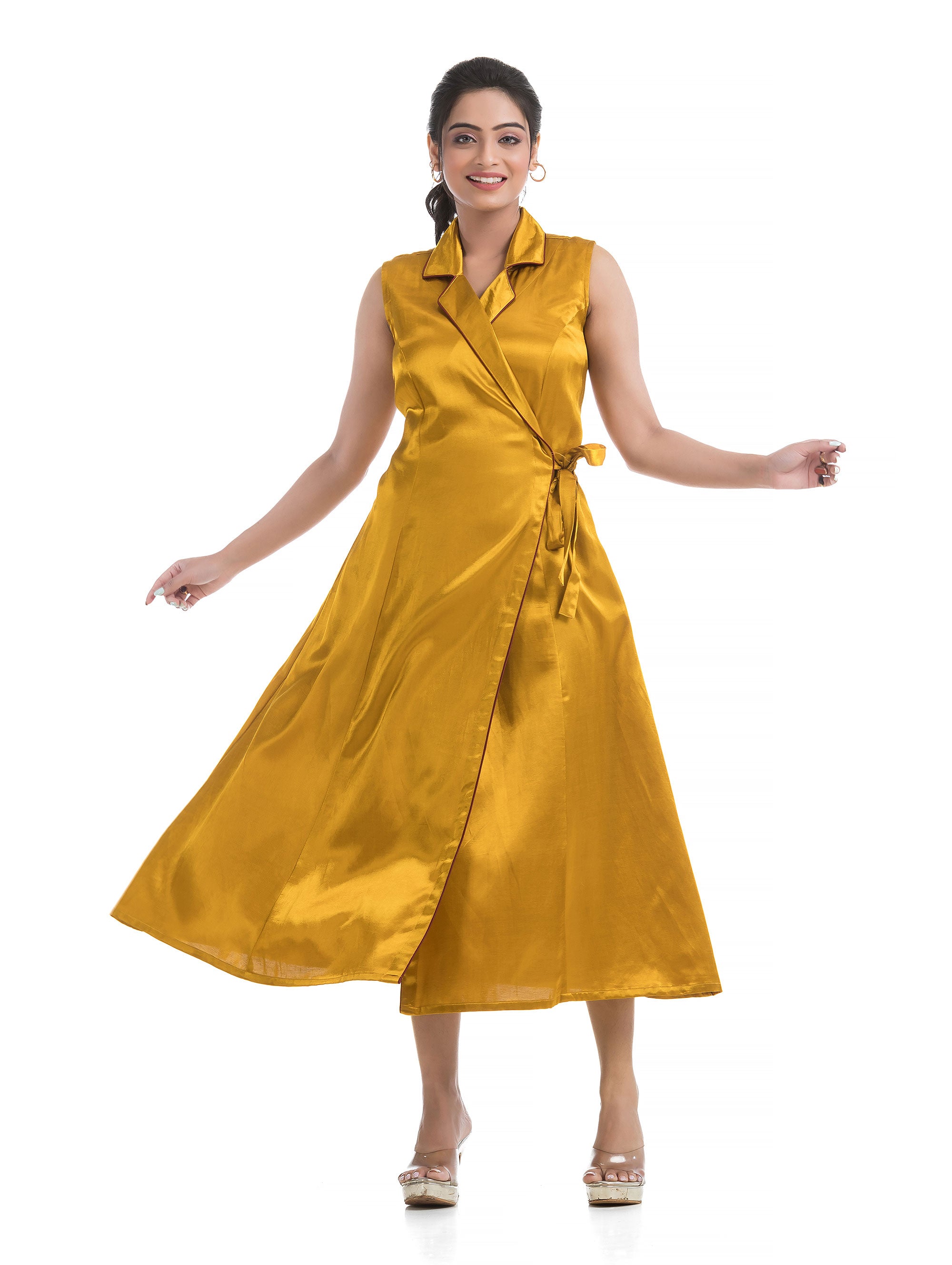 Golden Yellow Body Wrapper Dress in Silk
