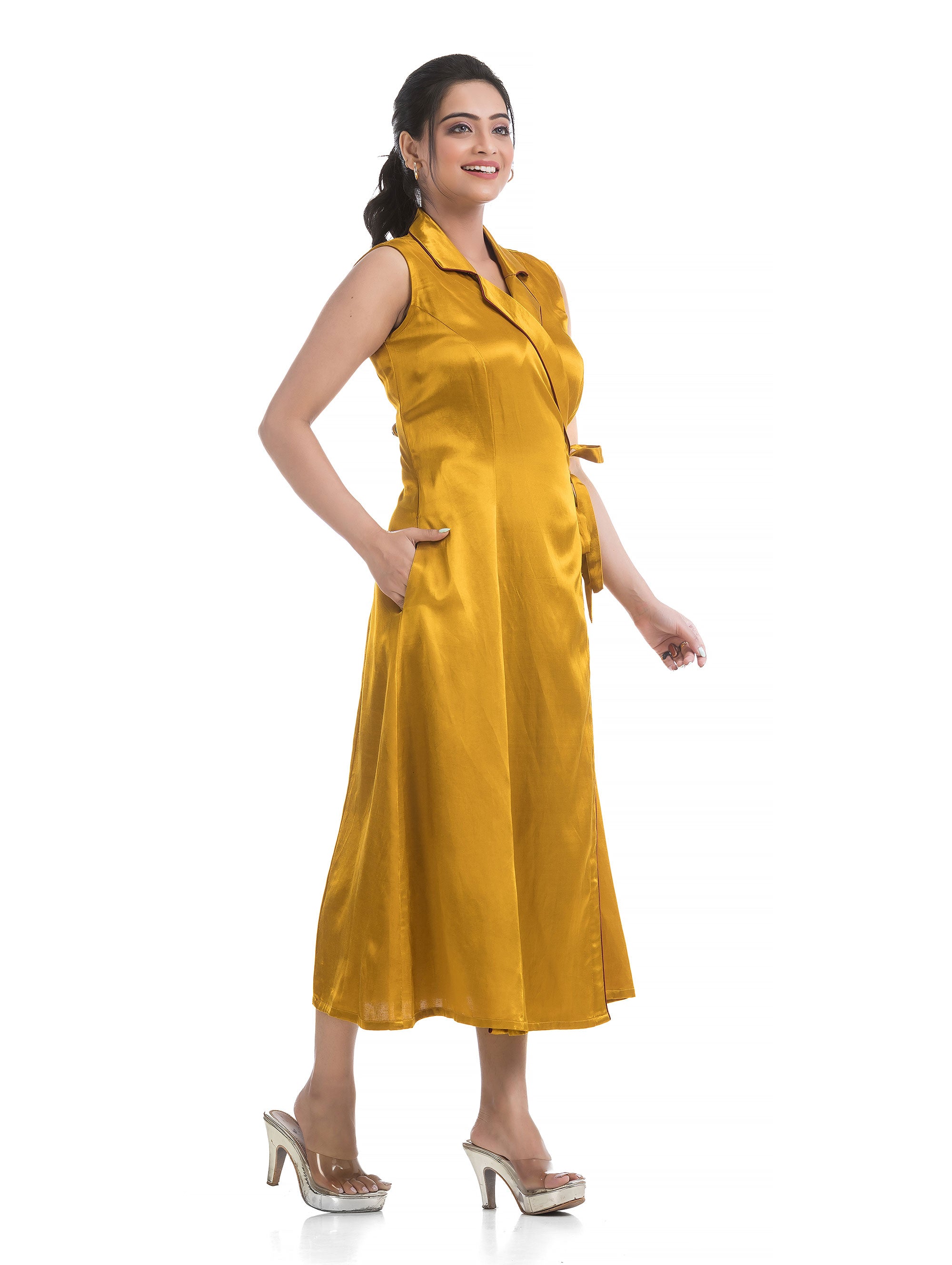 Golden Yellow Body Wrapper Dress in Silk