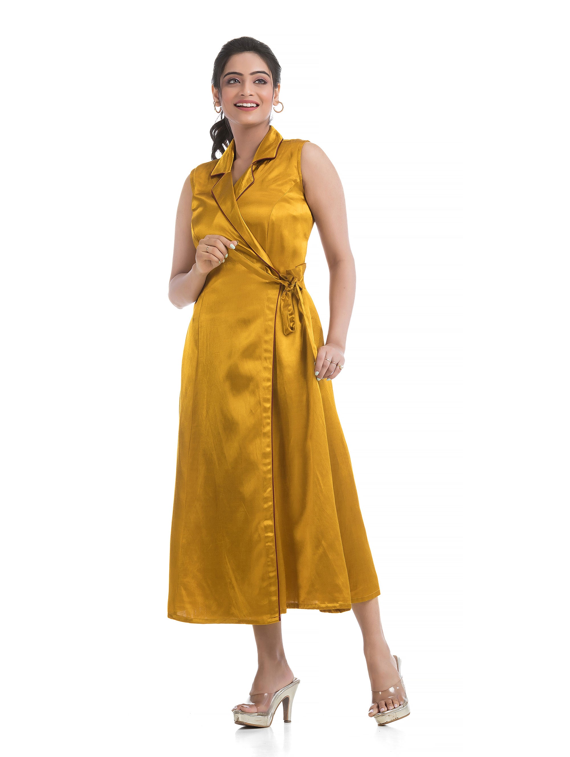 Golden Yellow Body Wrapper Dress in Silk