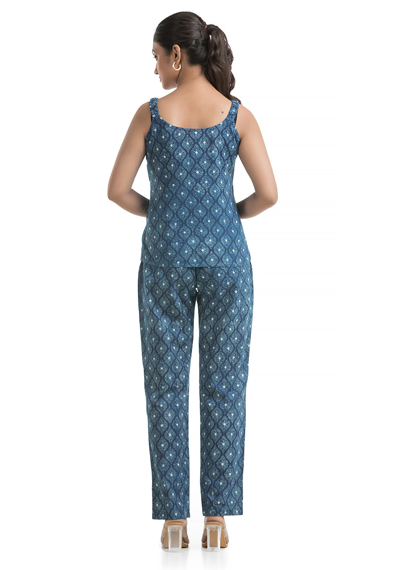 Indigo 3 Pcs Co-ord Set with Jacket