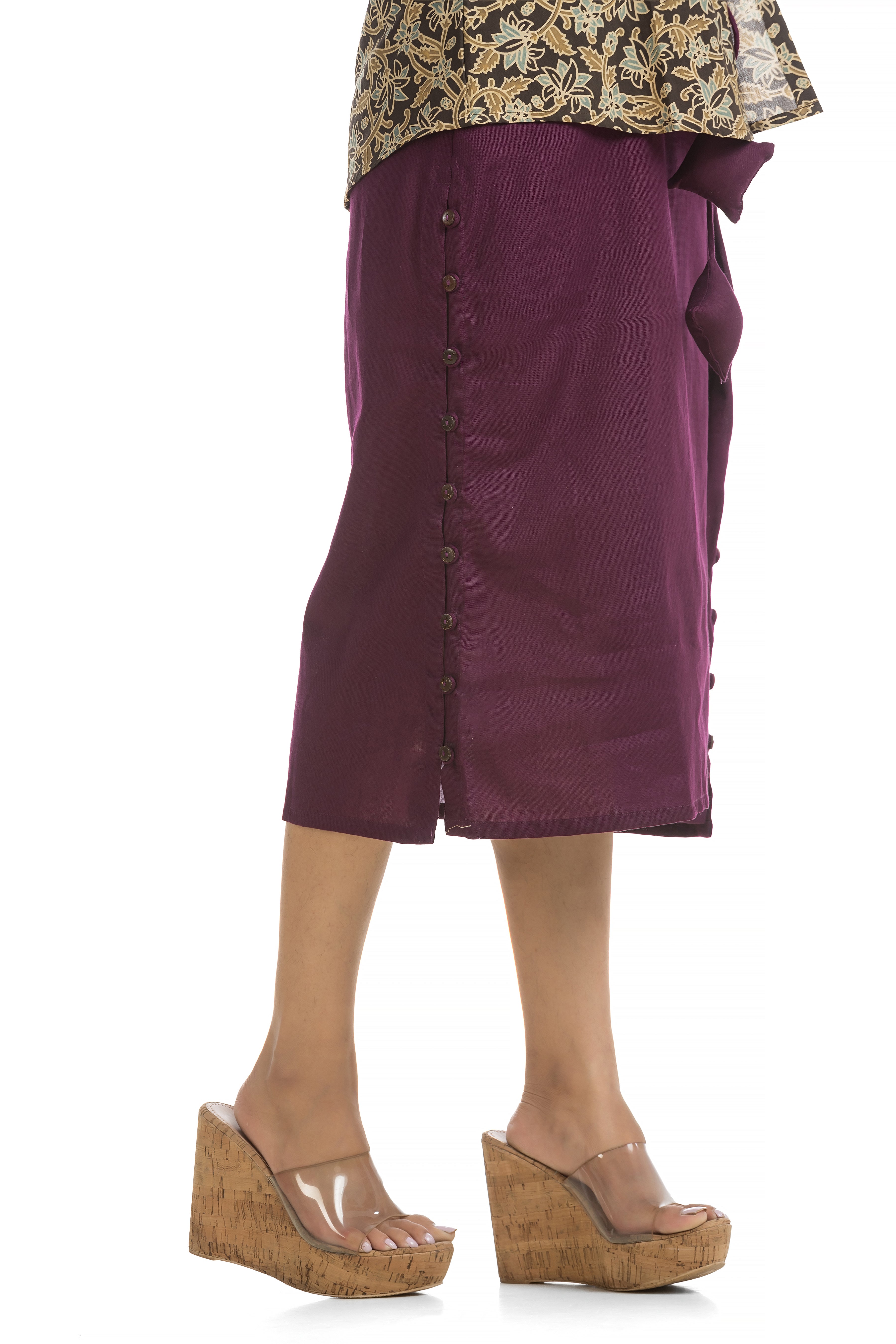 Drawstirng Purple Dress with Ajrakh Printed Jacket