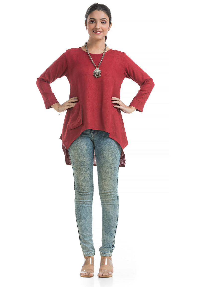 Maroon Harmonium Pocket Top