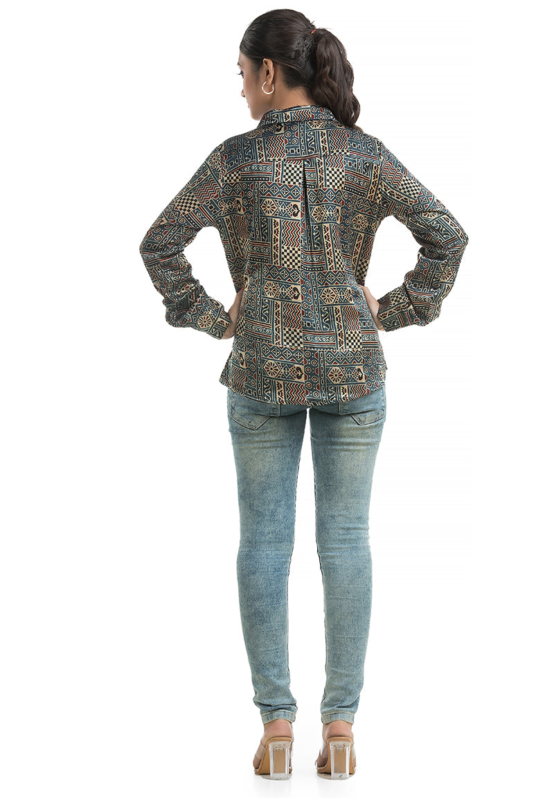 Blue Shirt with Maroon Panel