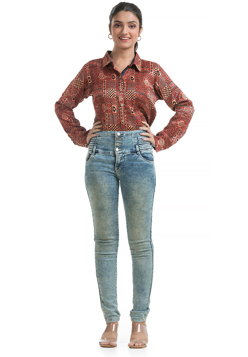 Ajrakh Printed Silk Shirt