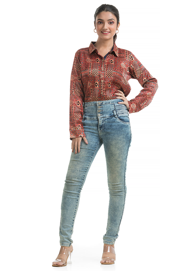 Ajrakh Printed Silk Shirt