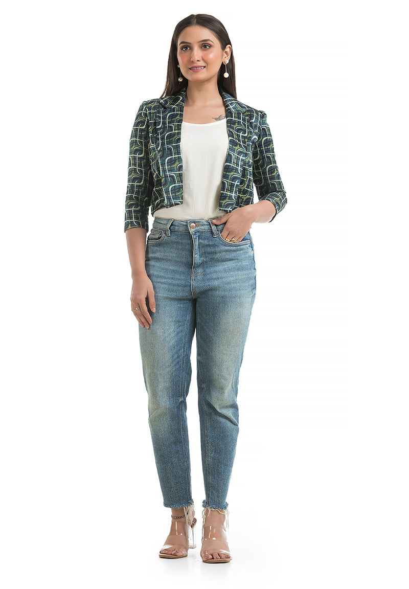 Women's Blue Ajrakh Printed Jacket