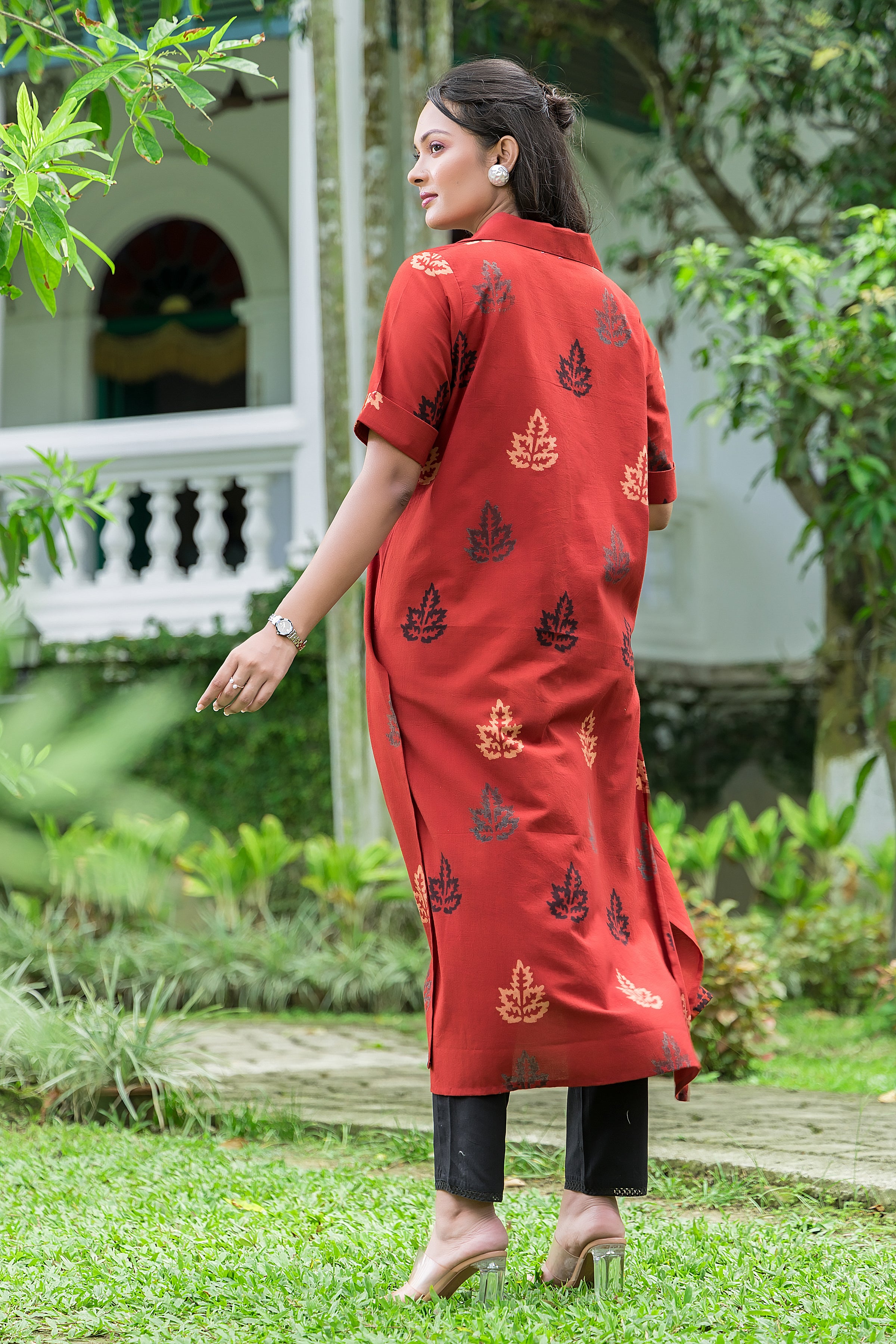 Women's Cotton Red Handblock Kurta