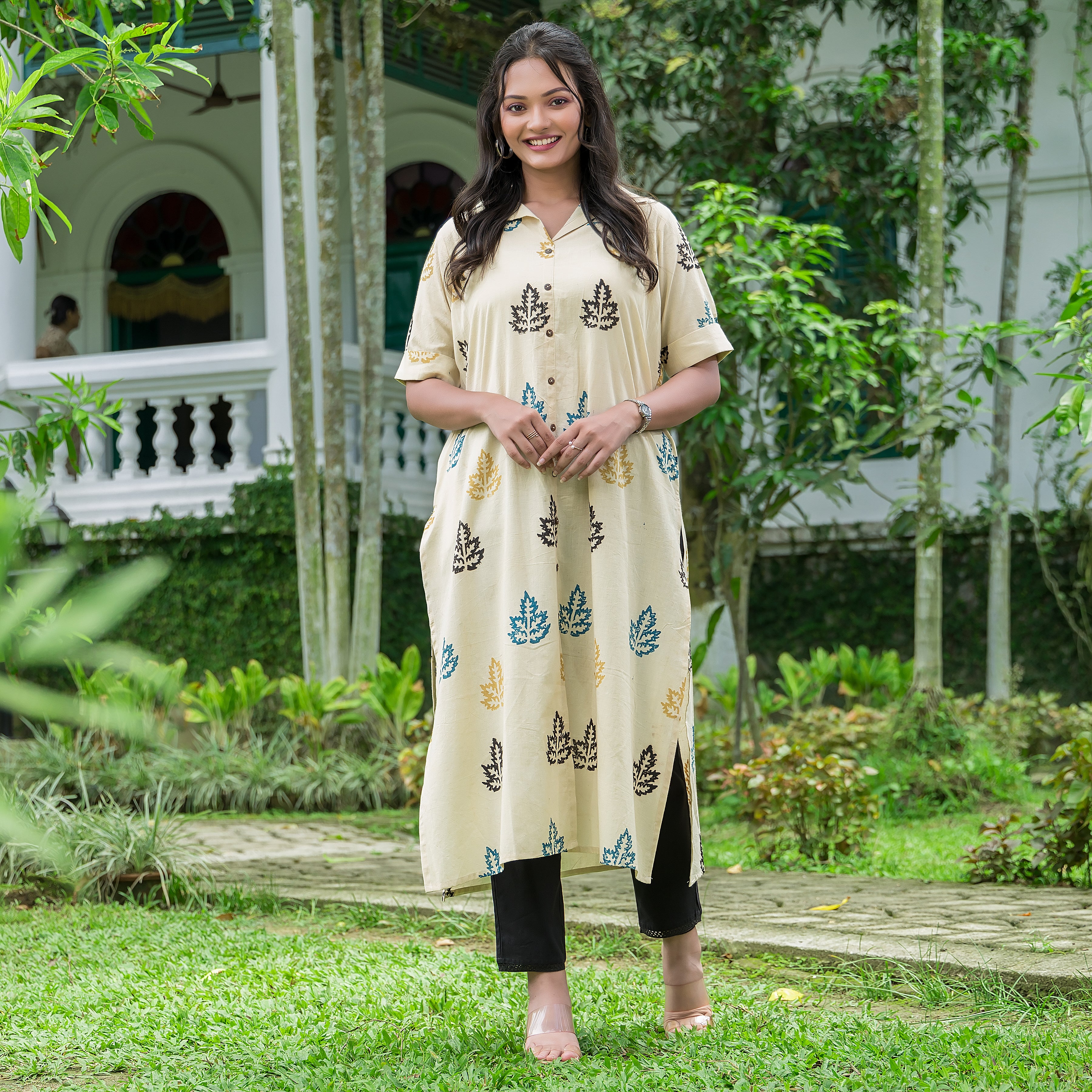 Women's Cotton Ivory Handblock Kurta