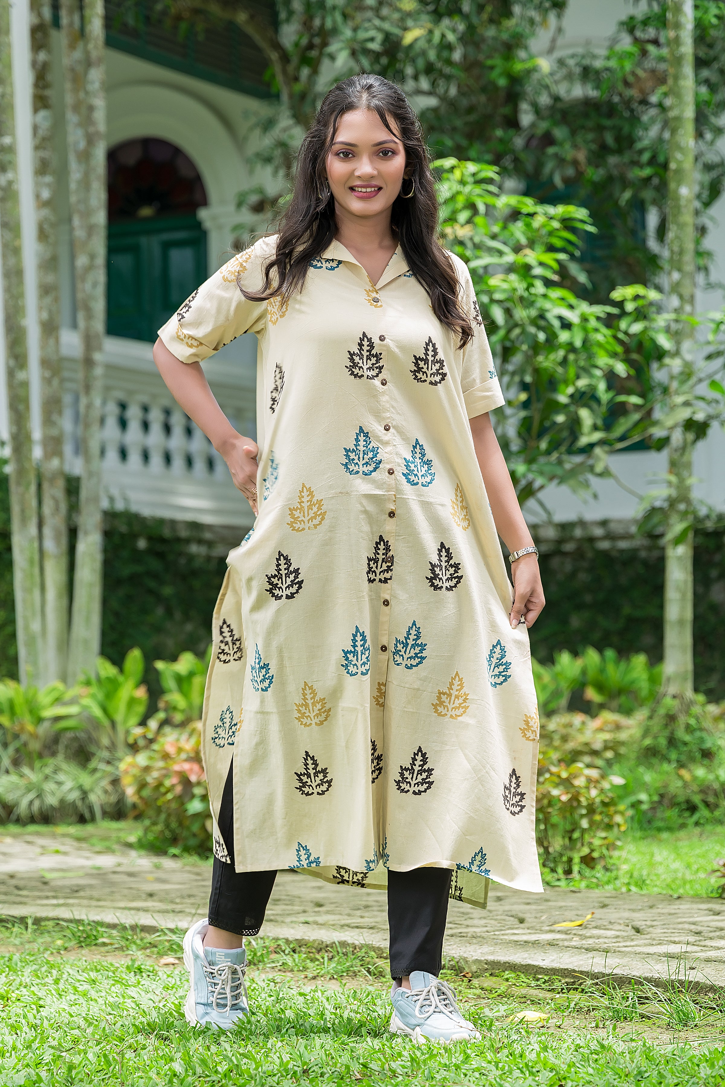 Women's Cotton Ivory Handblock Kurta
