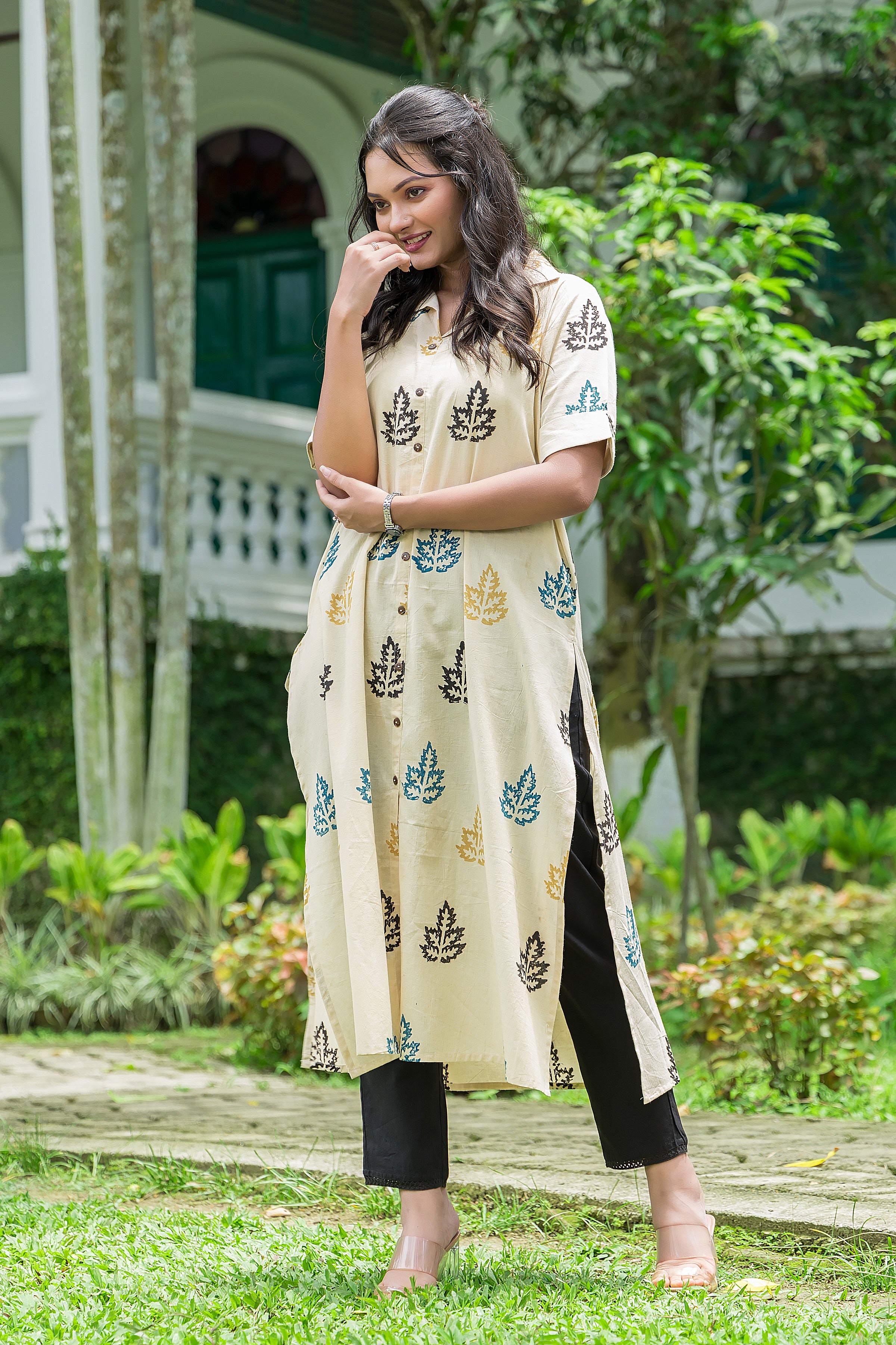 Women's Cotton Ivory Handblock Kurta