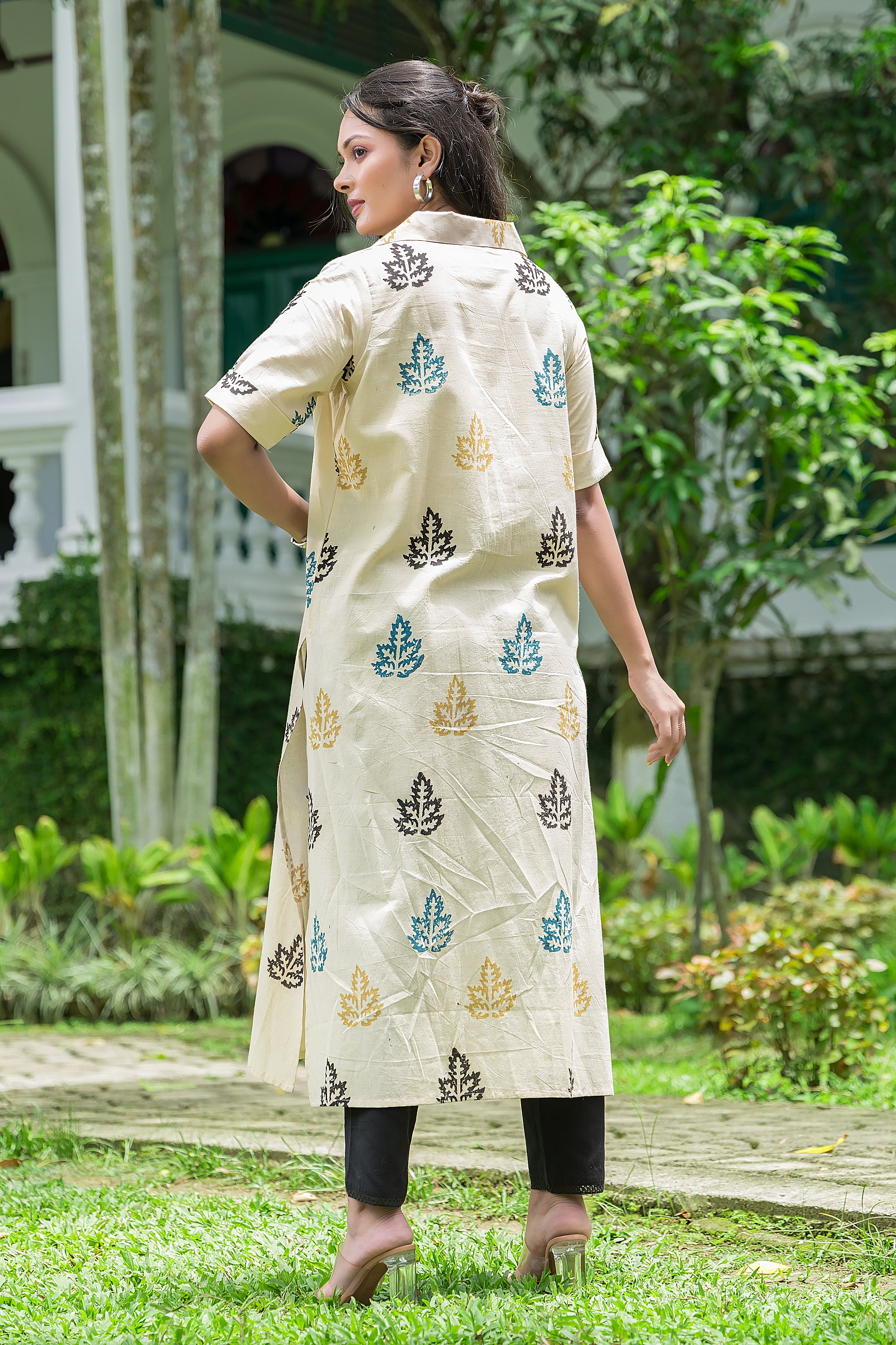 Women's Cotton Ivory Handblock Kurta