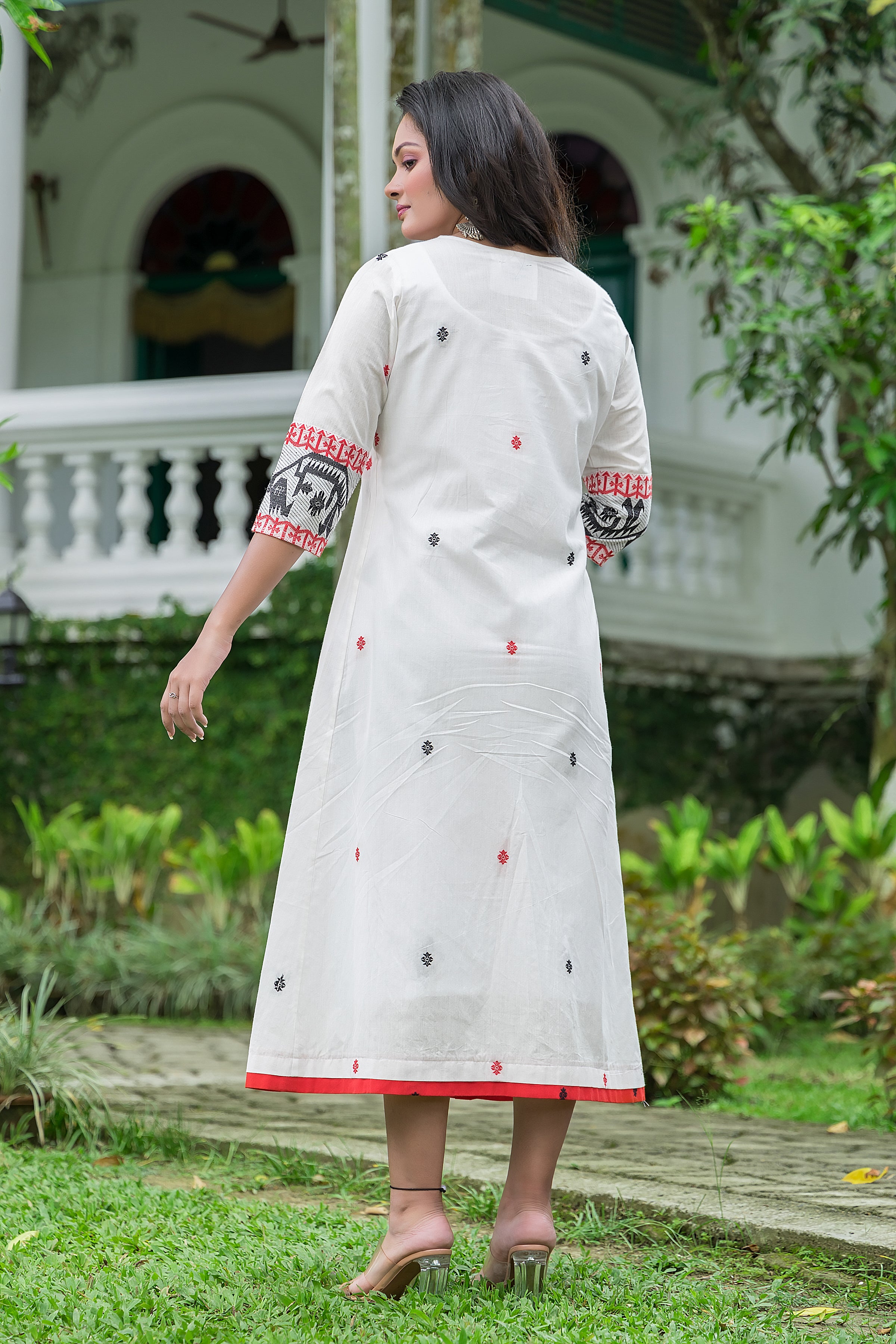 Women's White Cotton Jamdani Dress