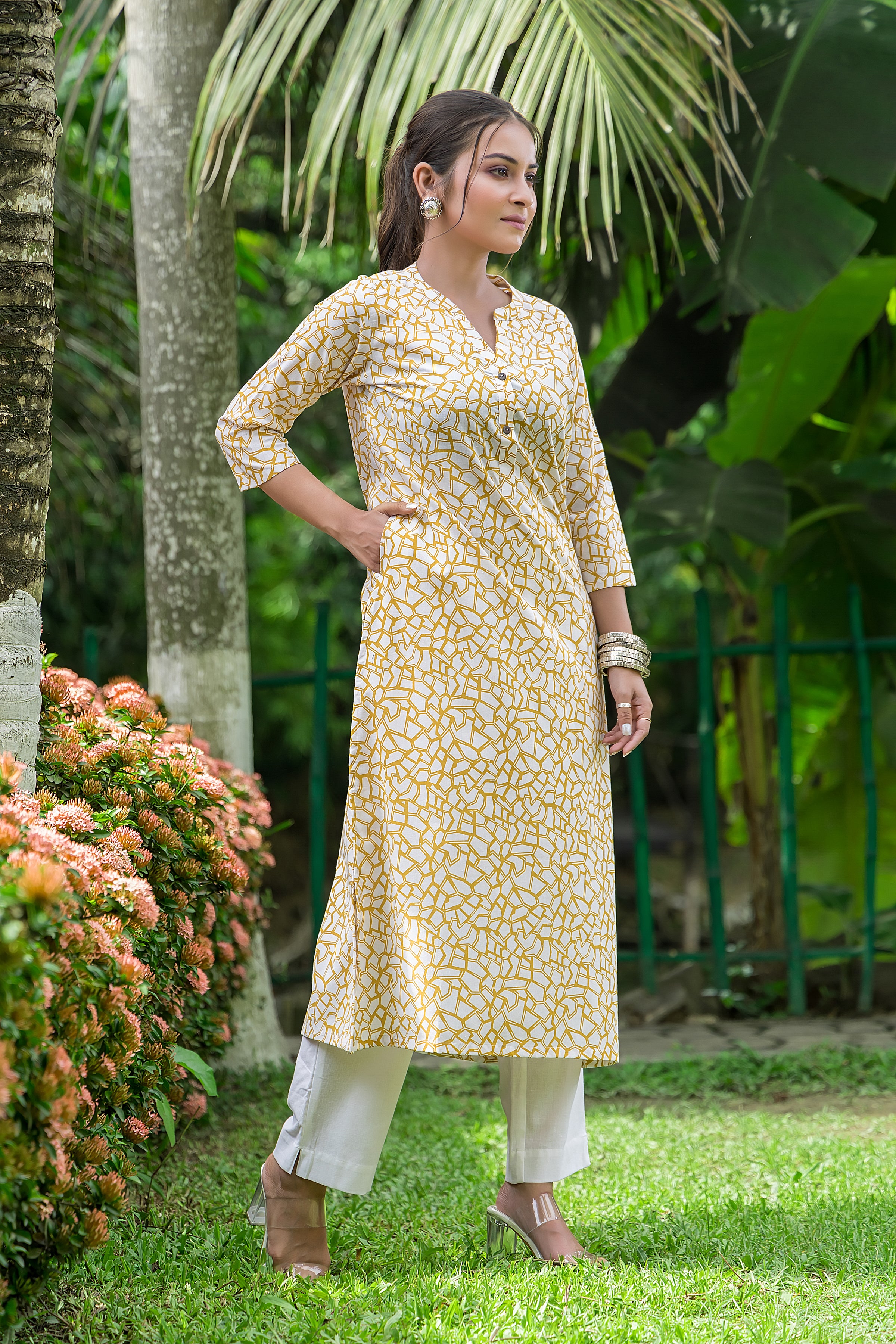 Women's Yellow Cotton Kurti