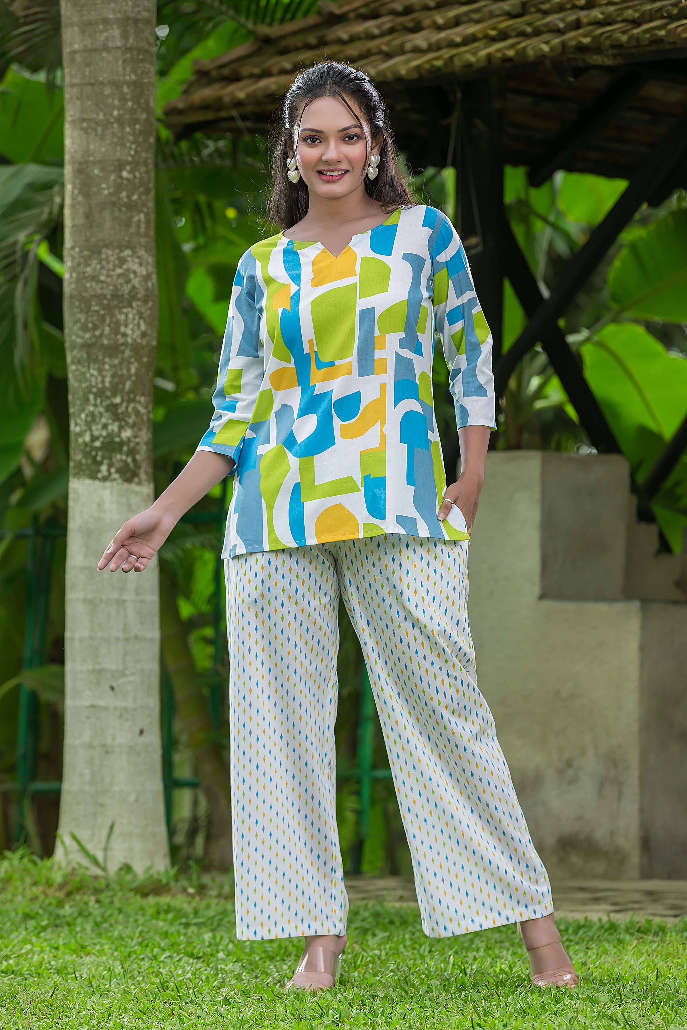 Women's Multicolour Cotton Co-ord Set