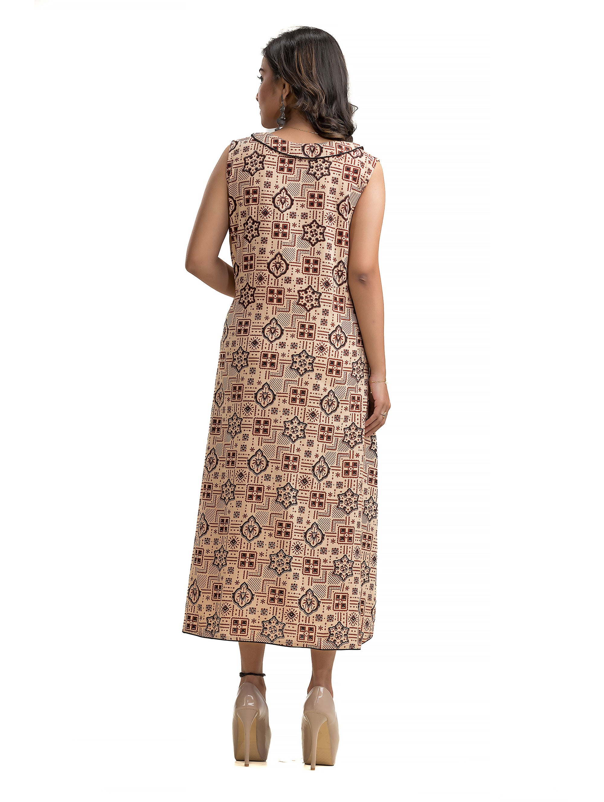 Ajrakh Hand Block Pan Collar Dress