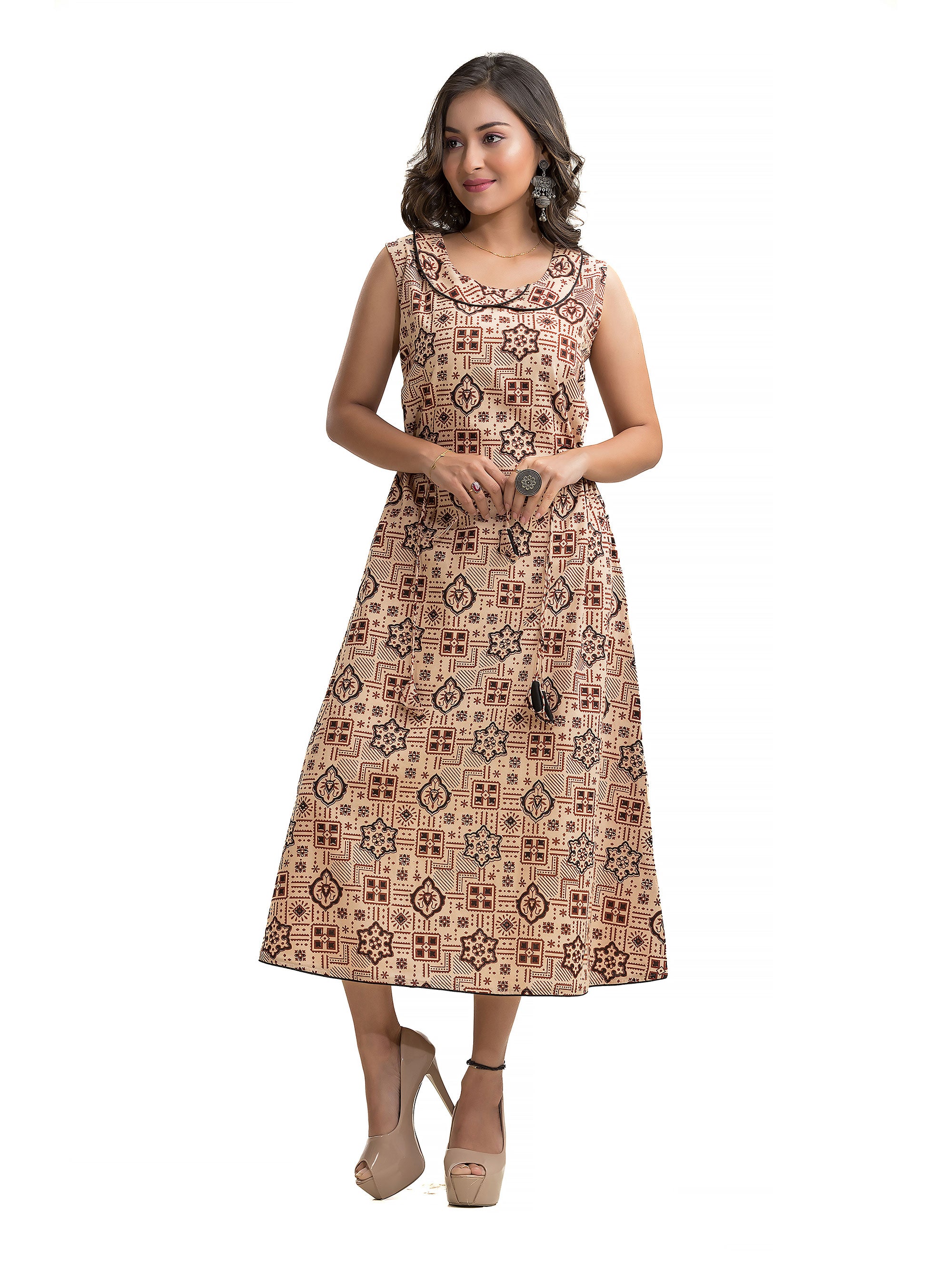 Ajrakh Hand Block Pan Collar Dress