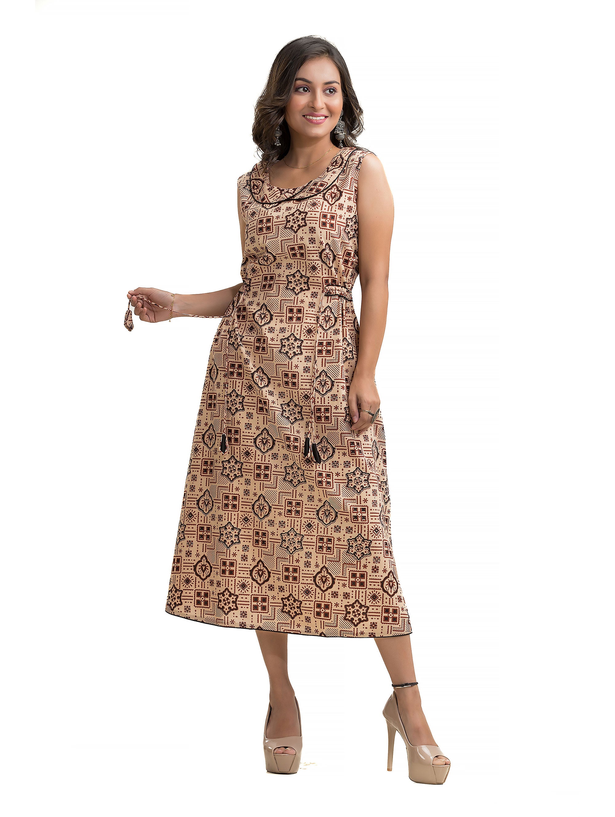 Ajrakh Hand Block Pan Collar Dress