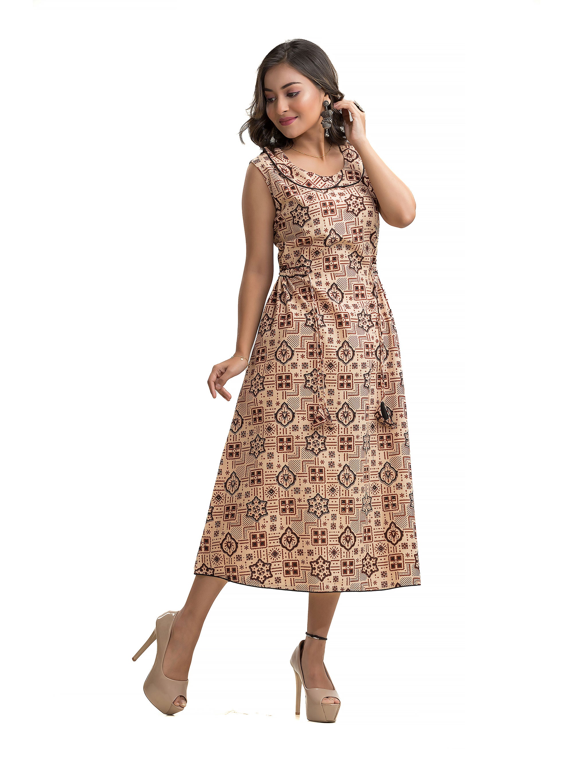 Ajrakh Hand Block Pan Collar Dress