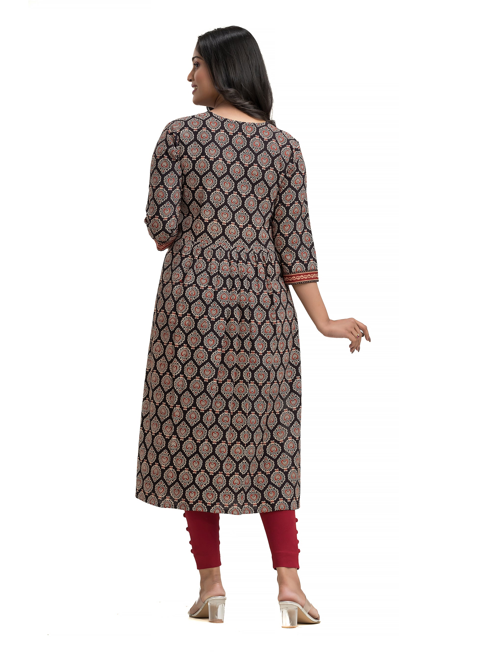 Black Ajrakh Hand Block Nyra Cut Kurti