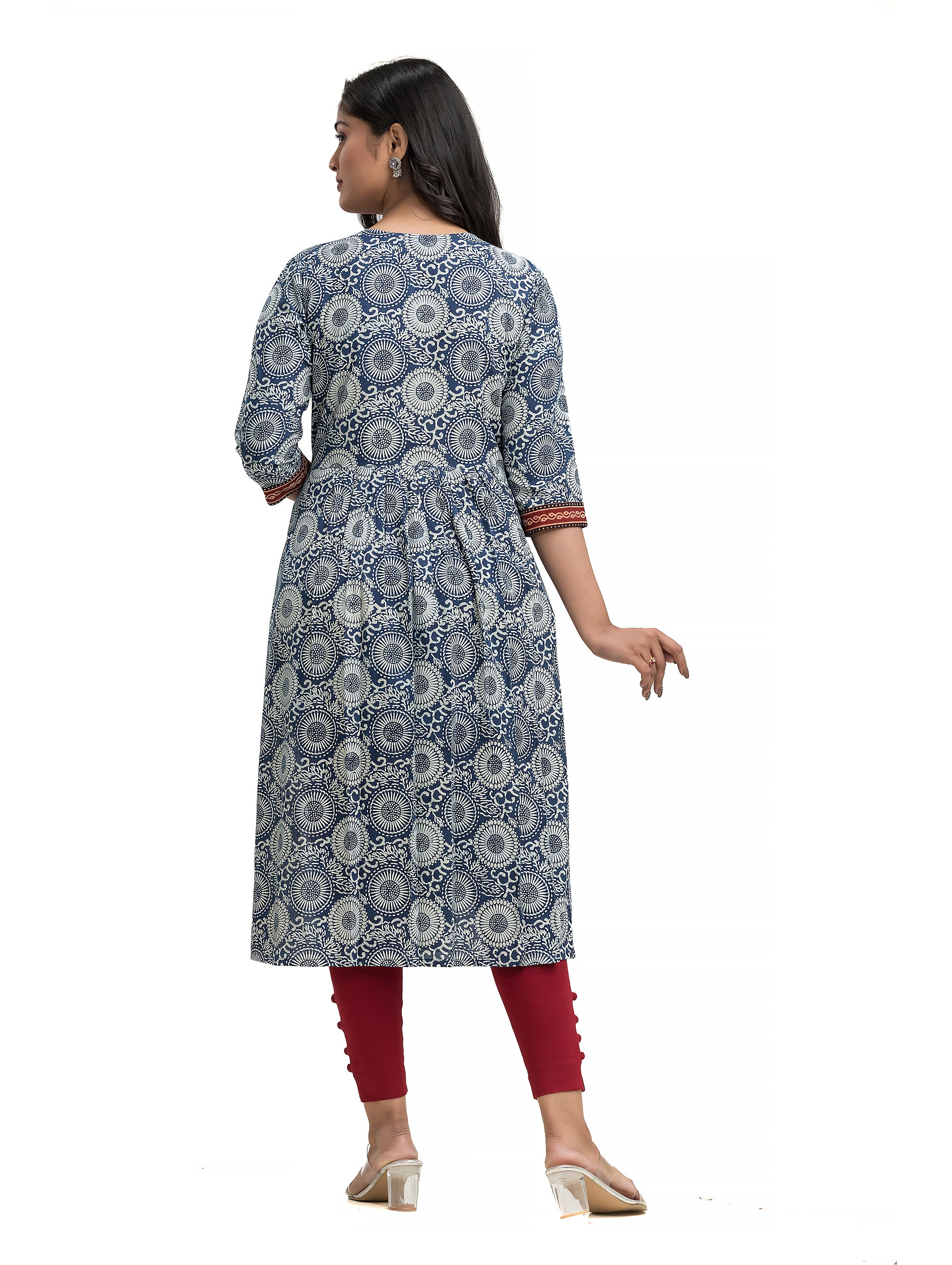 Indigo Kurti with Ajrakh Lacework in Nyra Pattern