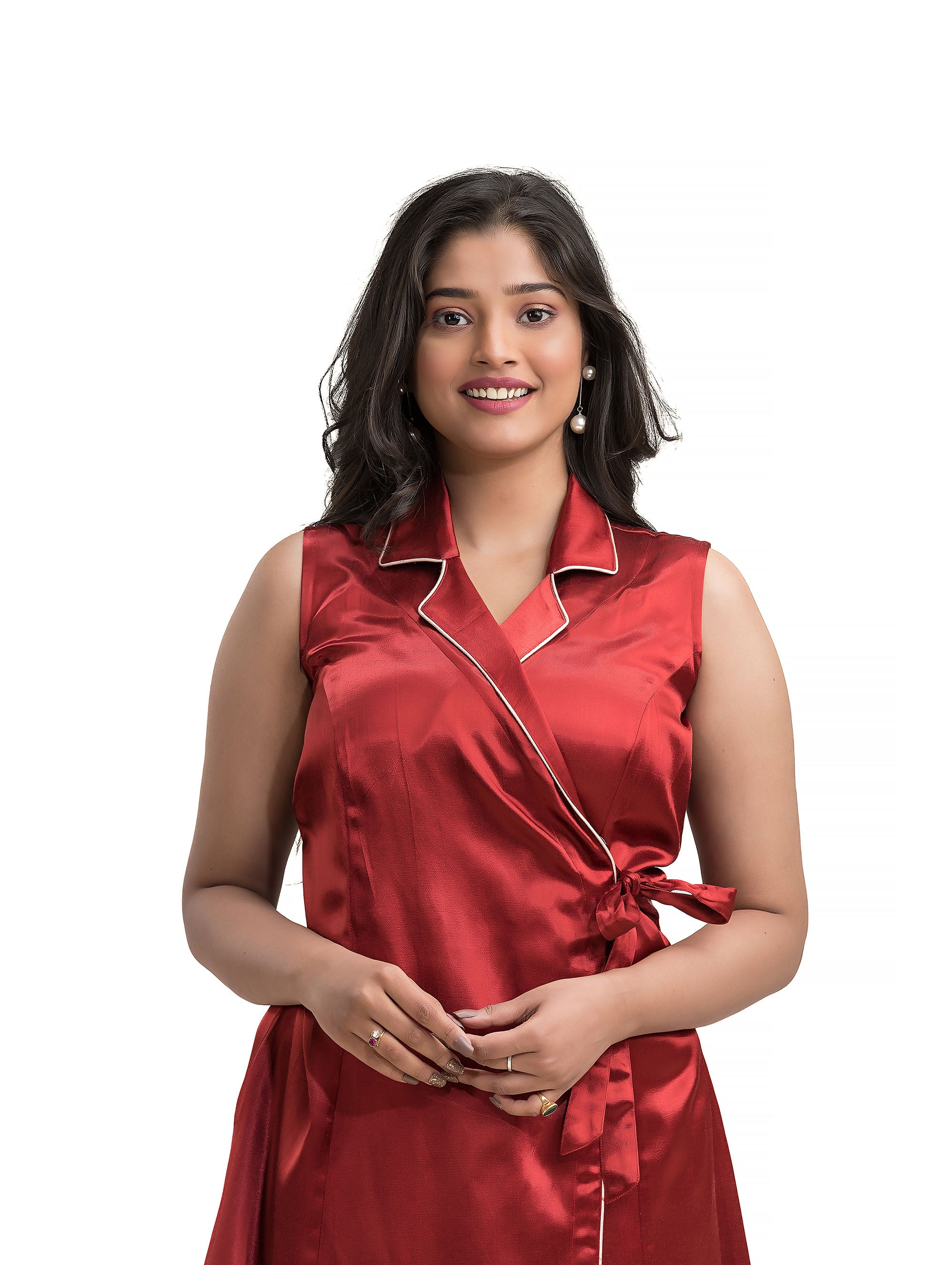 Maroon Body Wrapper Dress in Silk