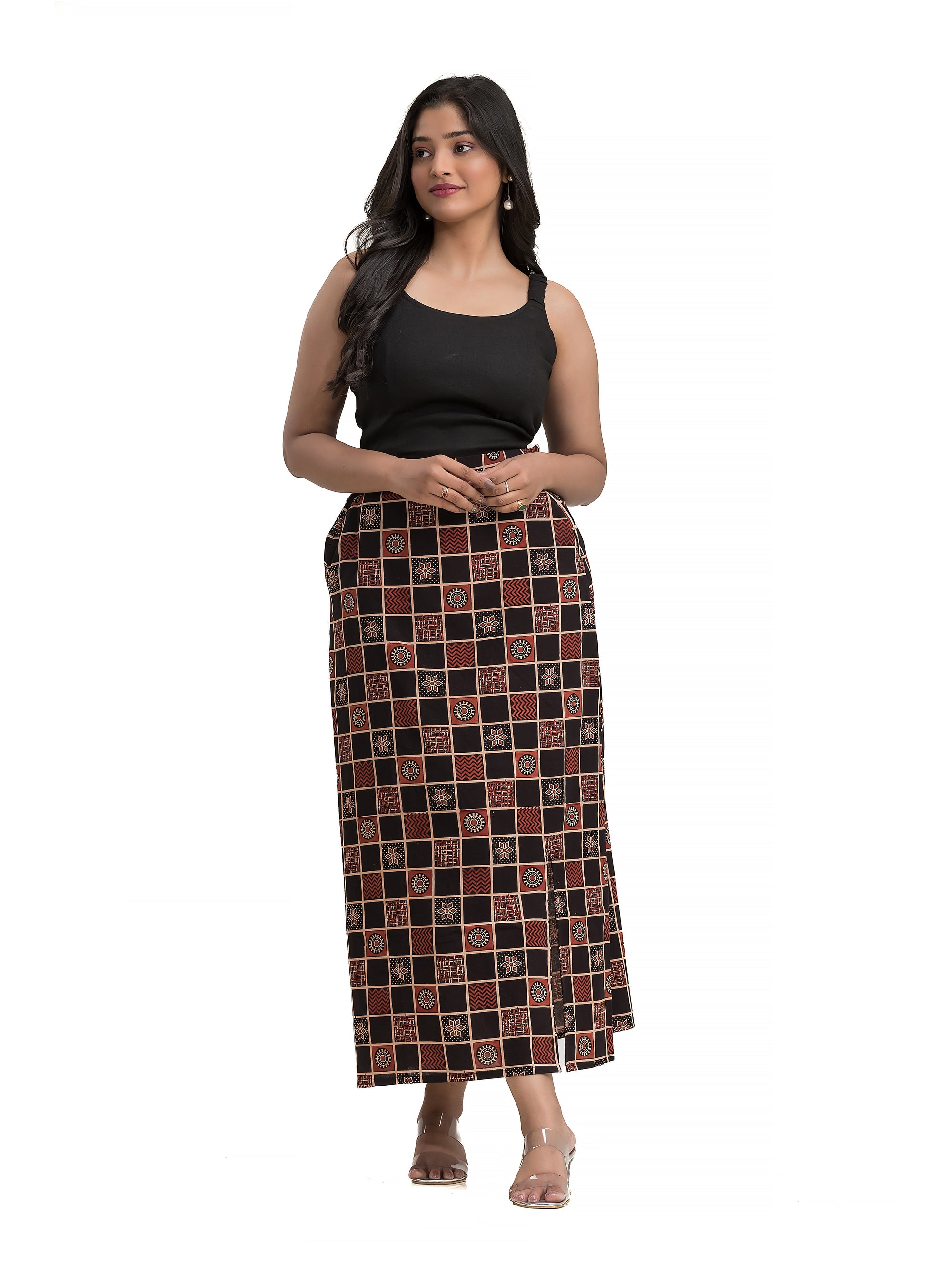 Ajrakh Block Printed Pencil Skirt