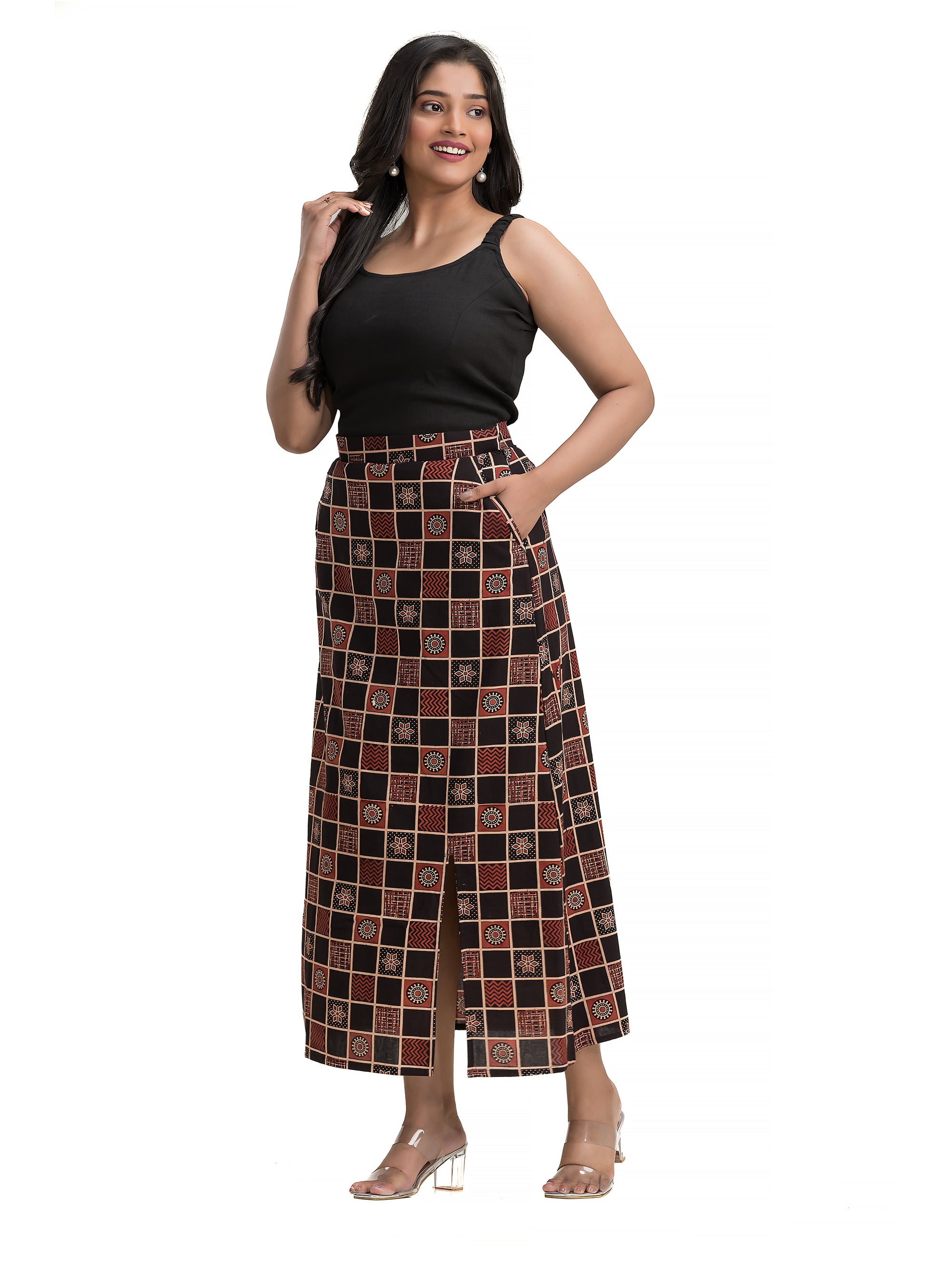 Ajrakh Block Printed Pencil Skirt