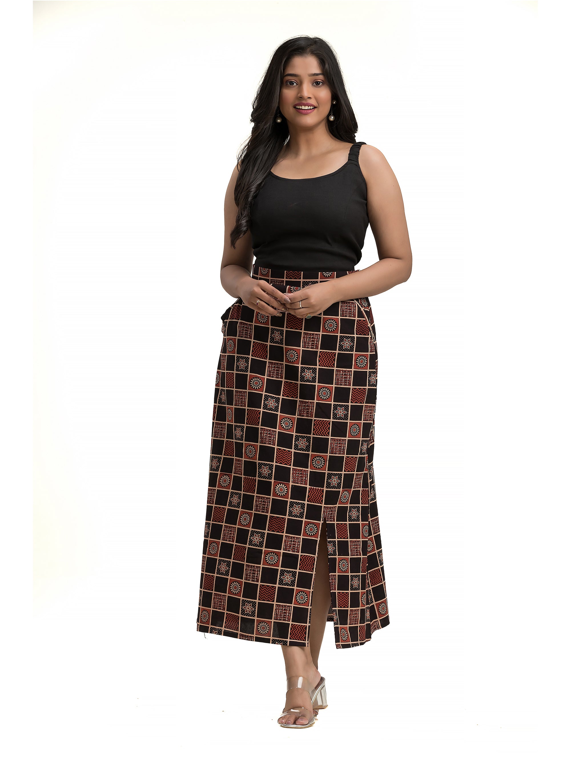 Ajrakh Block Printed Pencil Skirt