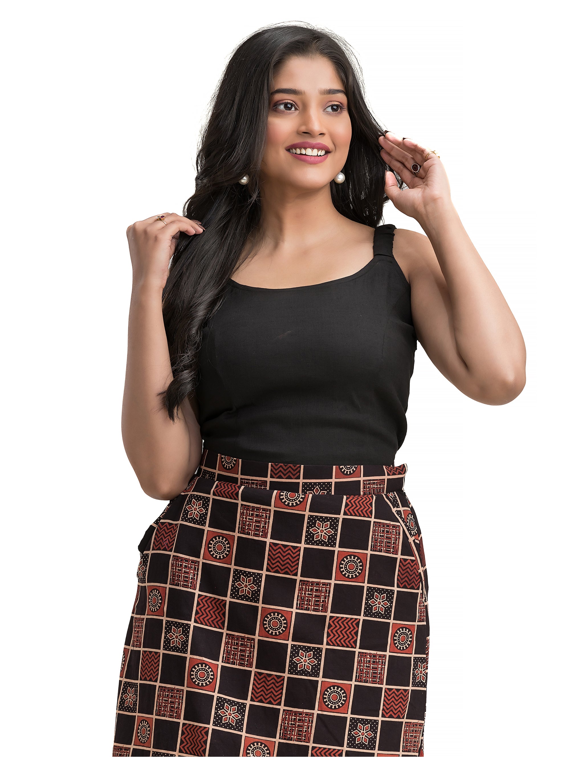 Ajrakh Block Printed Pencil Skirt