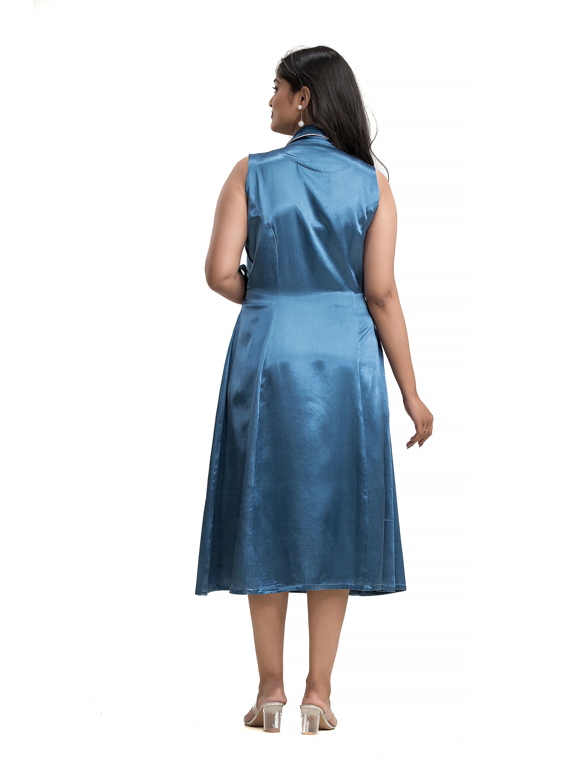 Light Blue Body Wrapper Dress in Silk