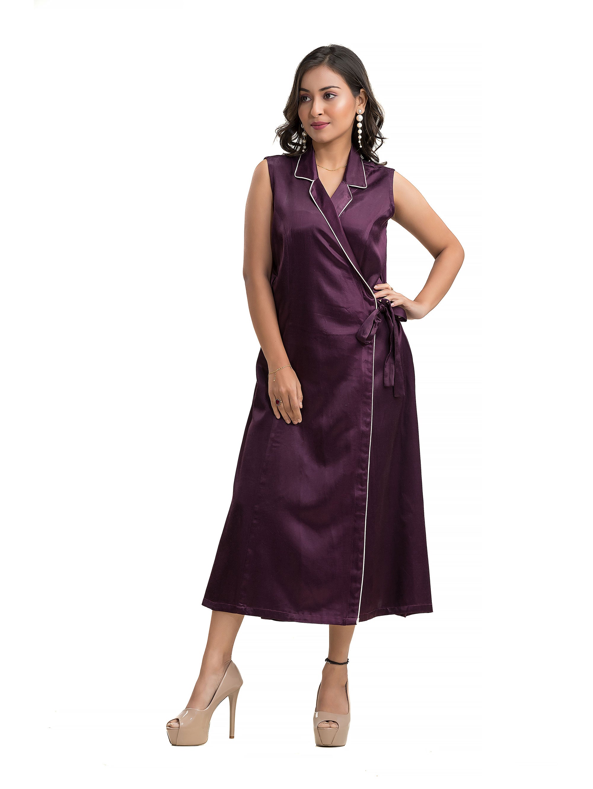 Purple Body Wrapper Dress in Silk