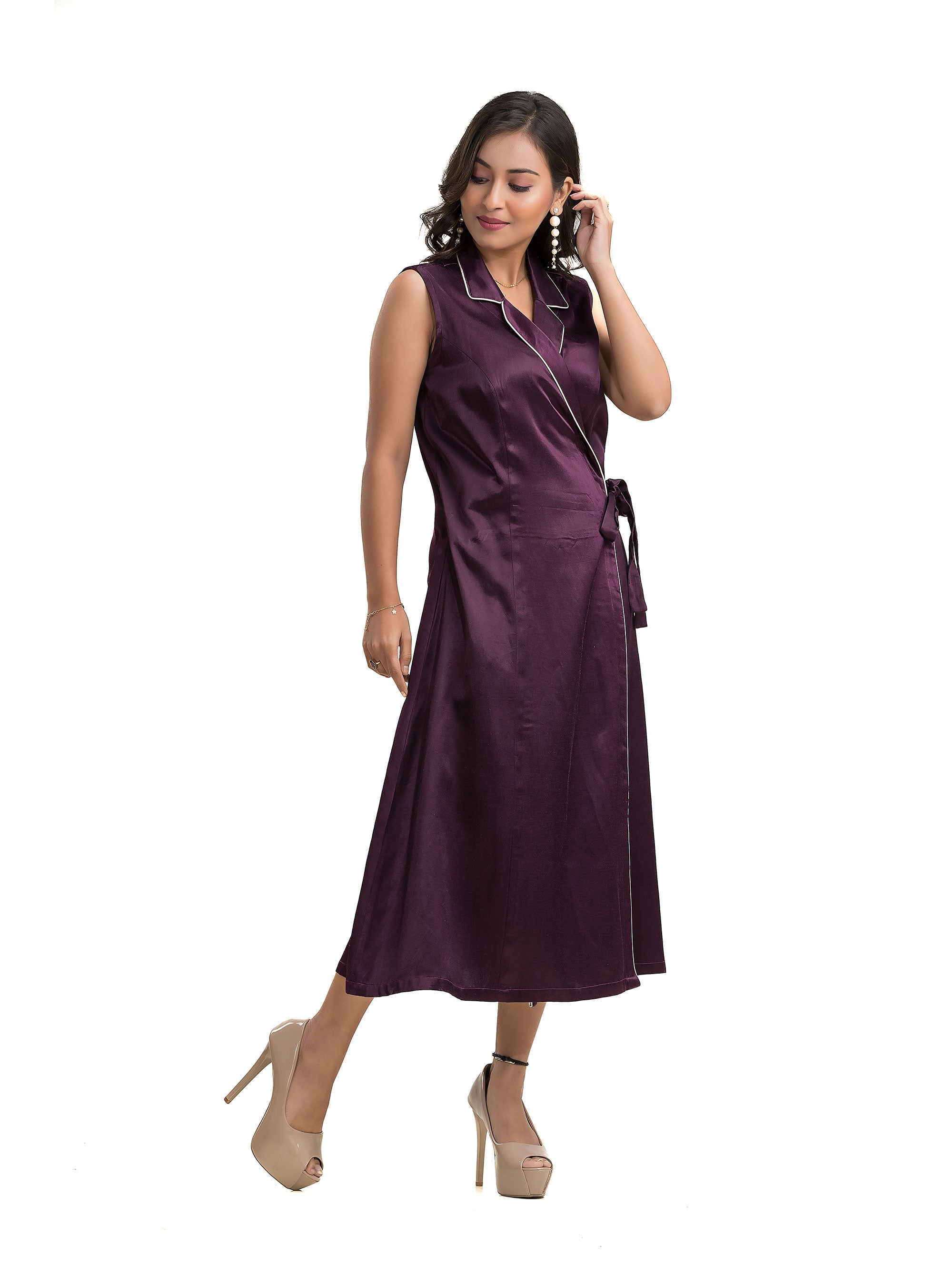 Purple Body Wrapper Dress in Silk