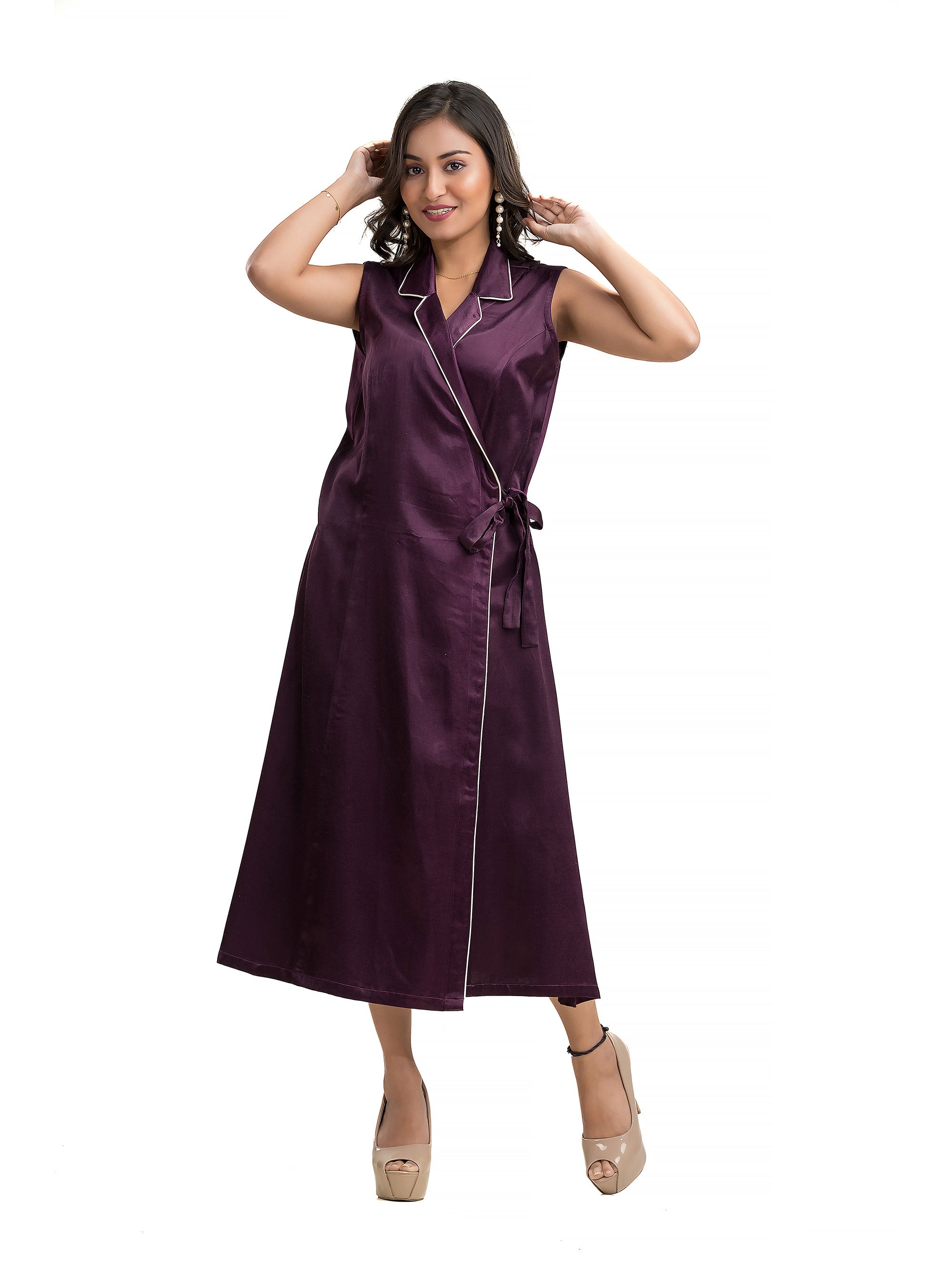 Purple Body Wrapper Dress in Silk