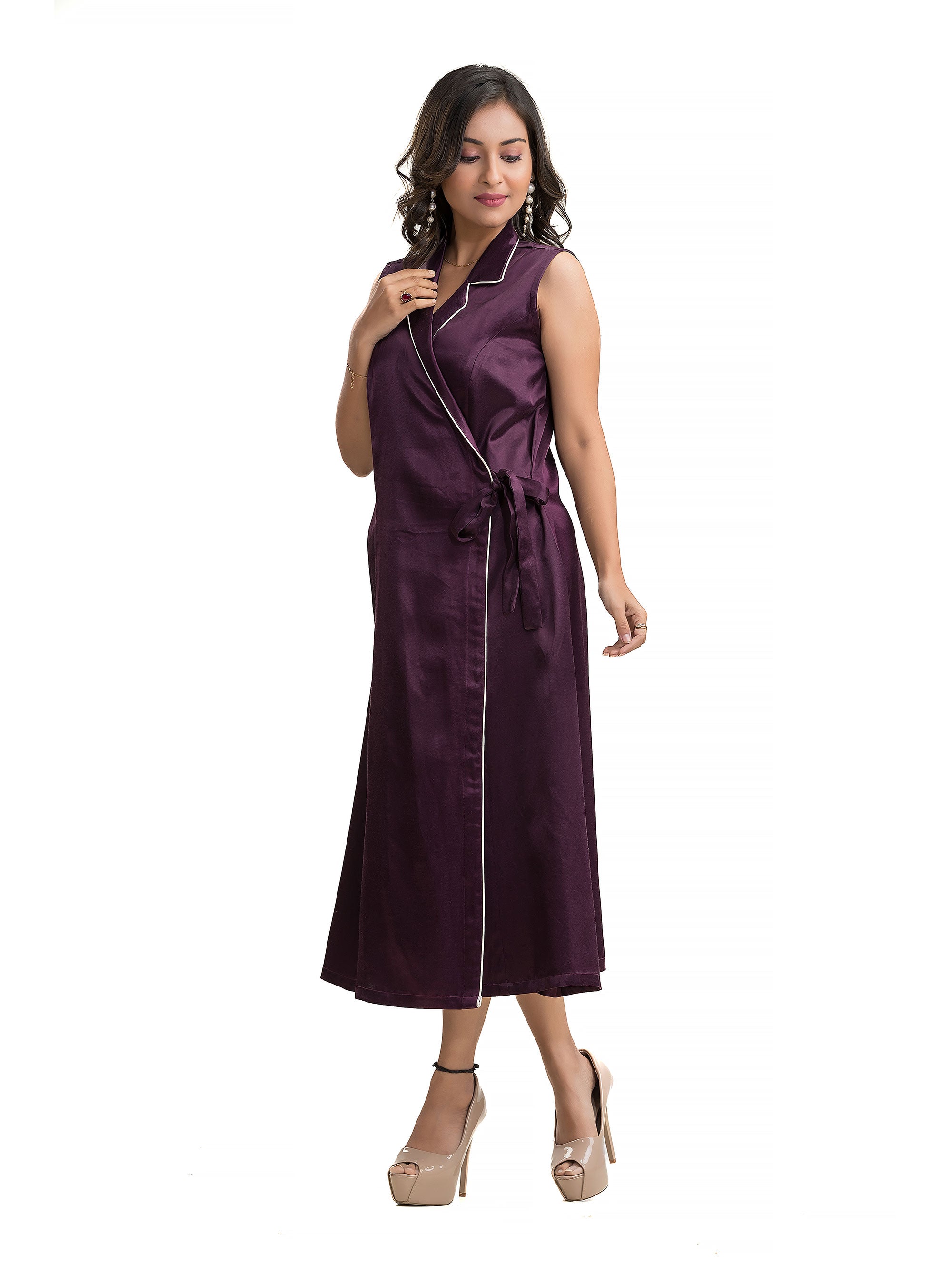 Purple Body Wrapper Dress in Silk