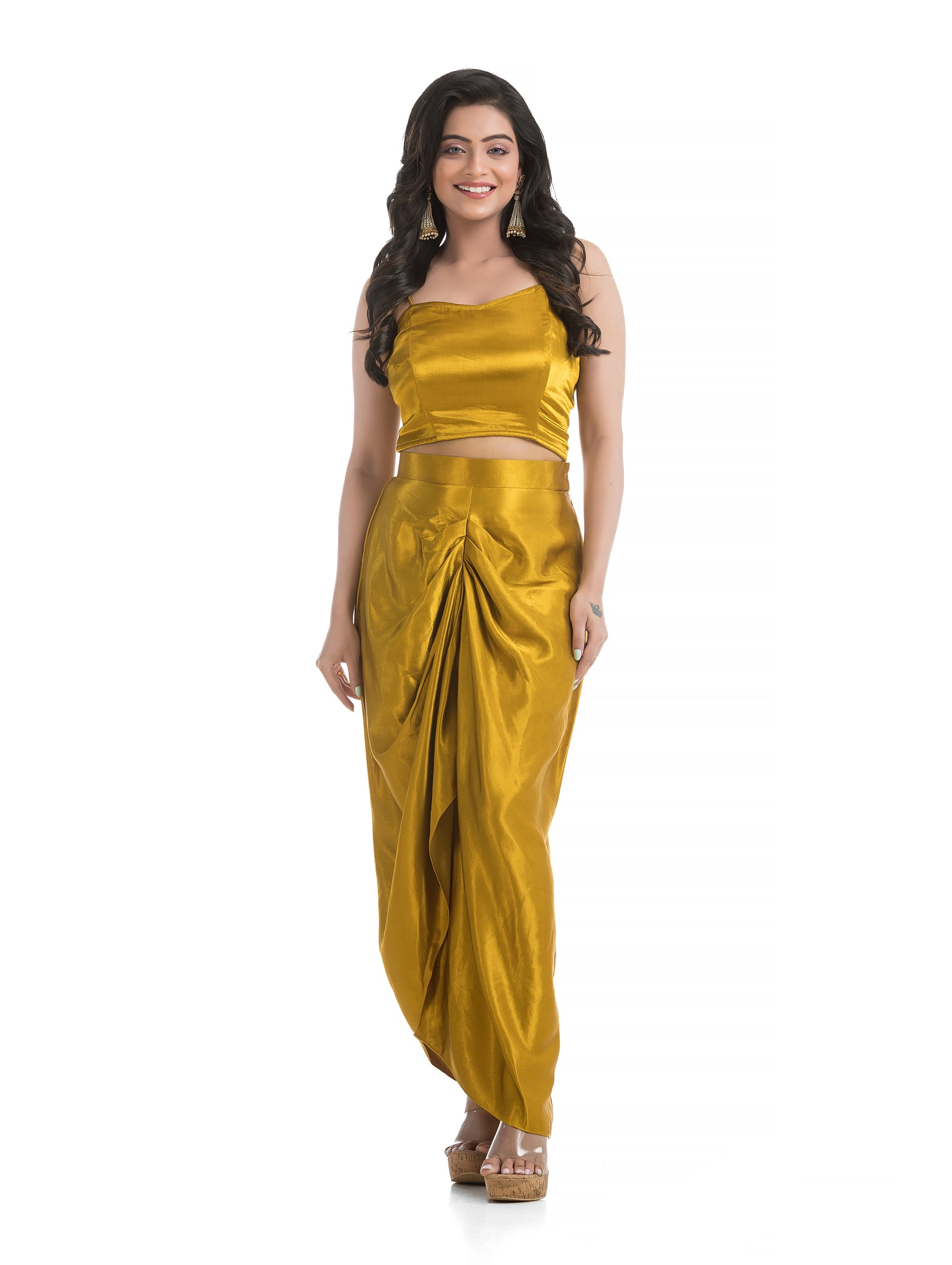 Golden Yellow Mashru Silk Blazer Co-ord Set