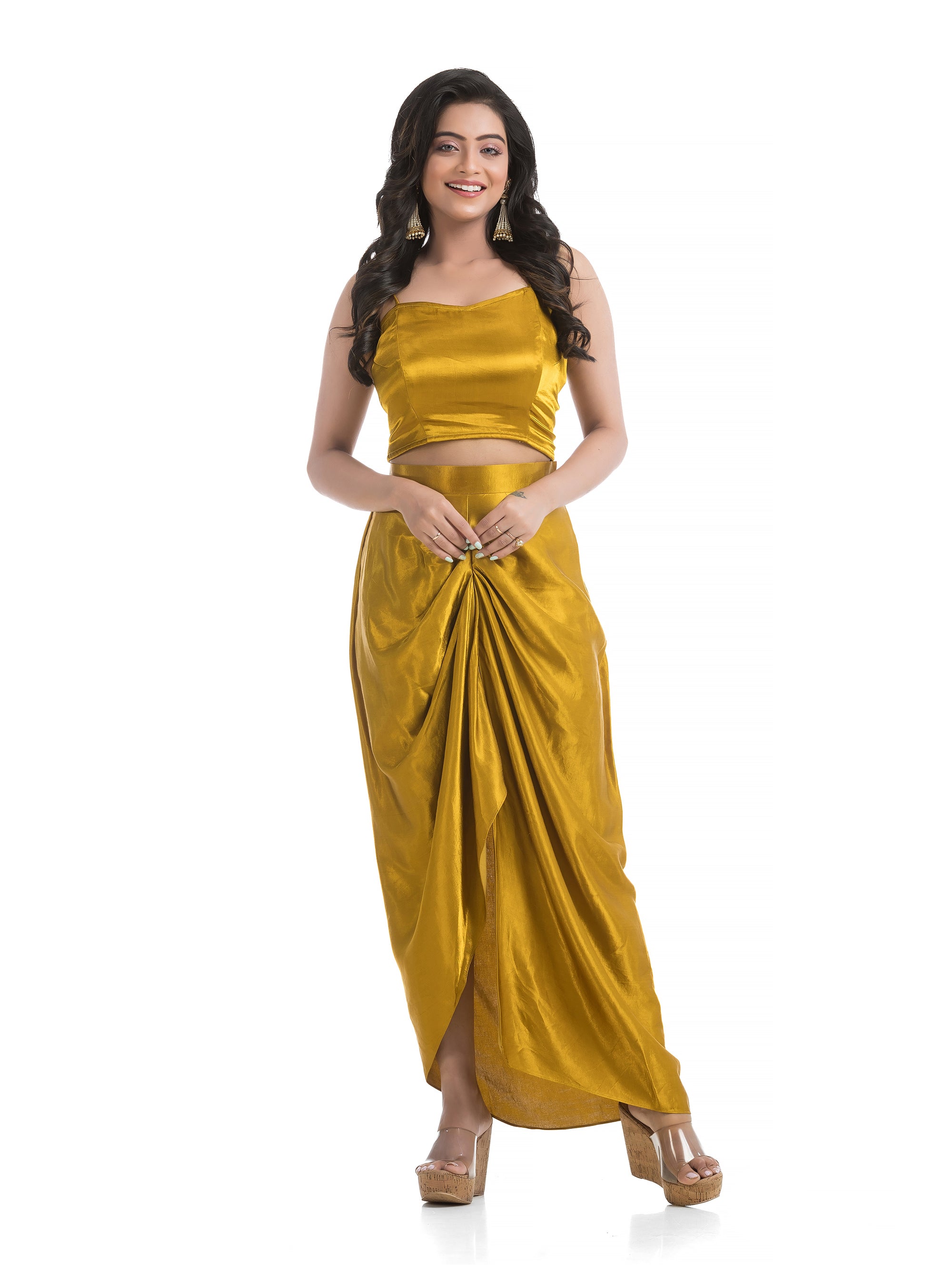 Golden Yellow Mashru Silk Blazer Co-ord Set