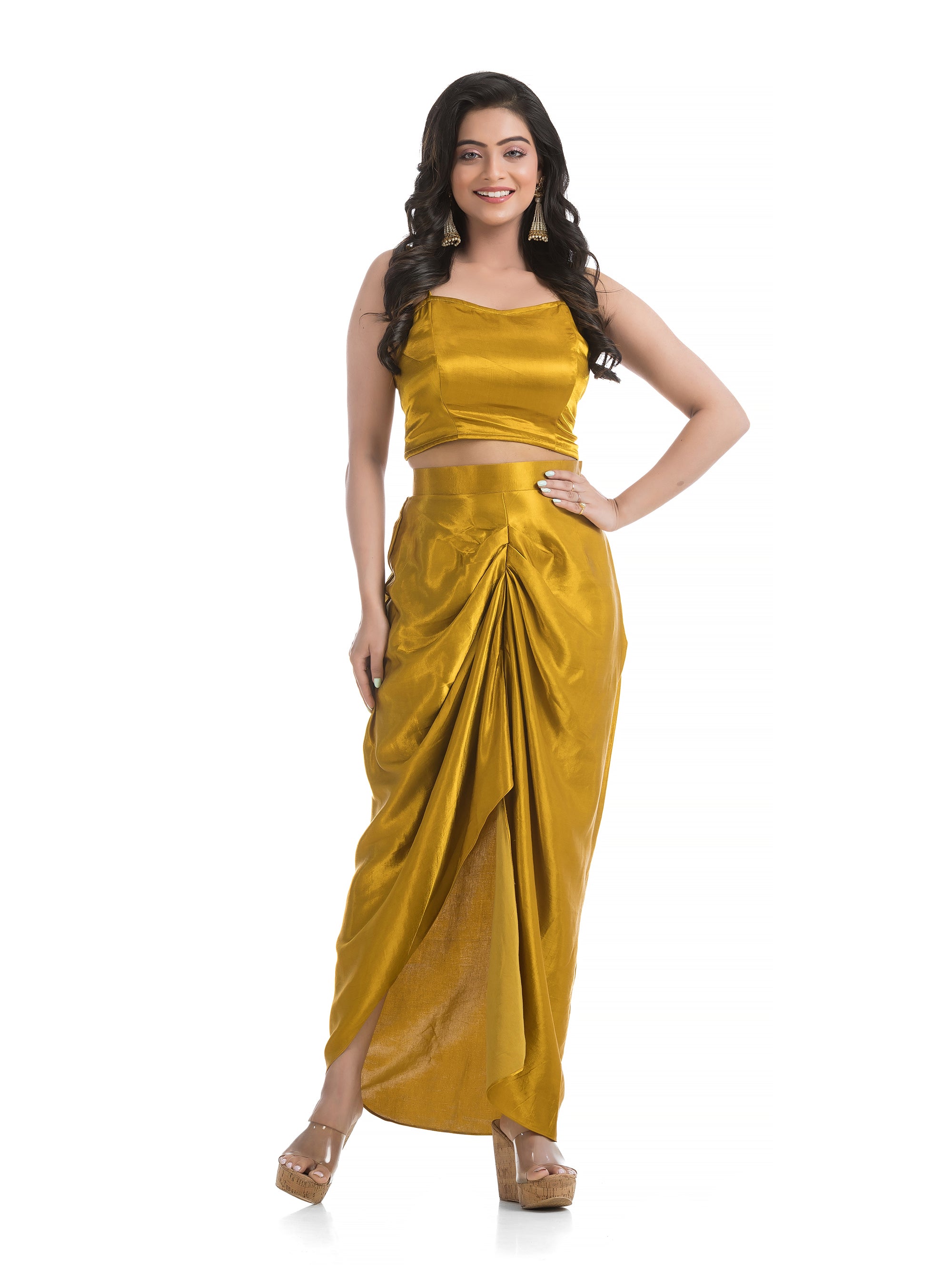 Golden Yellow Mashru Silk Blazer Co-ord Set